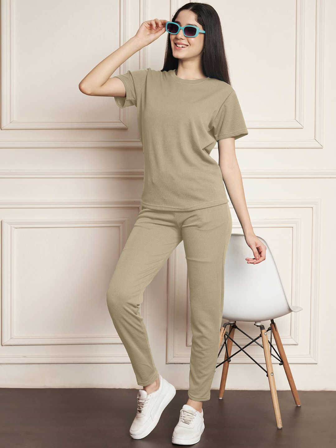 Moda Rapido Women Beige Polyester Tracksuits