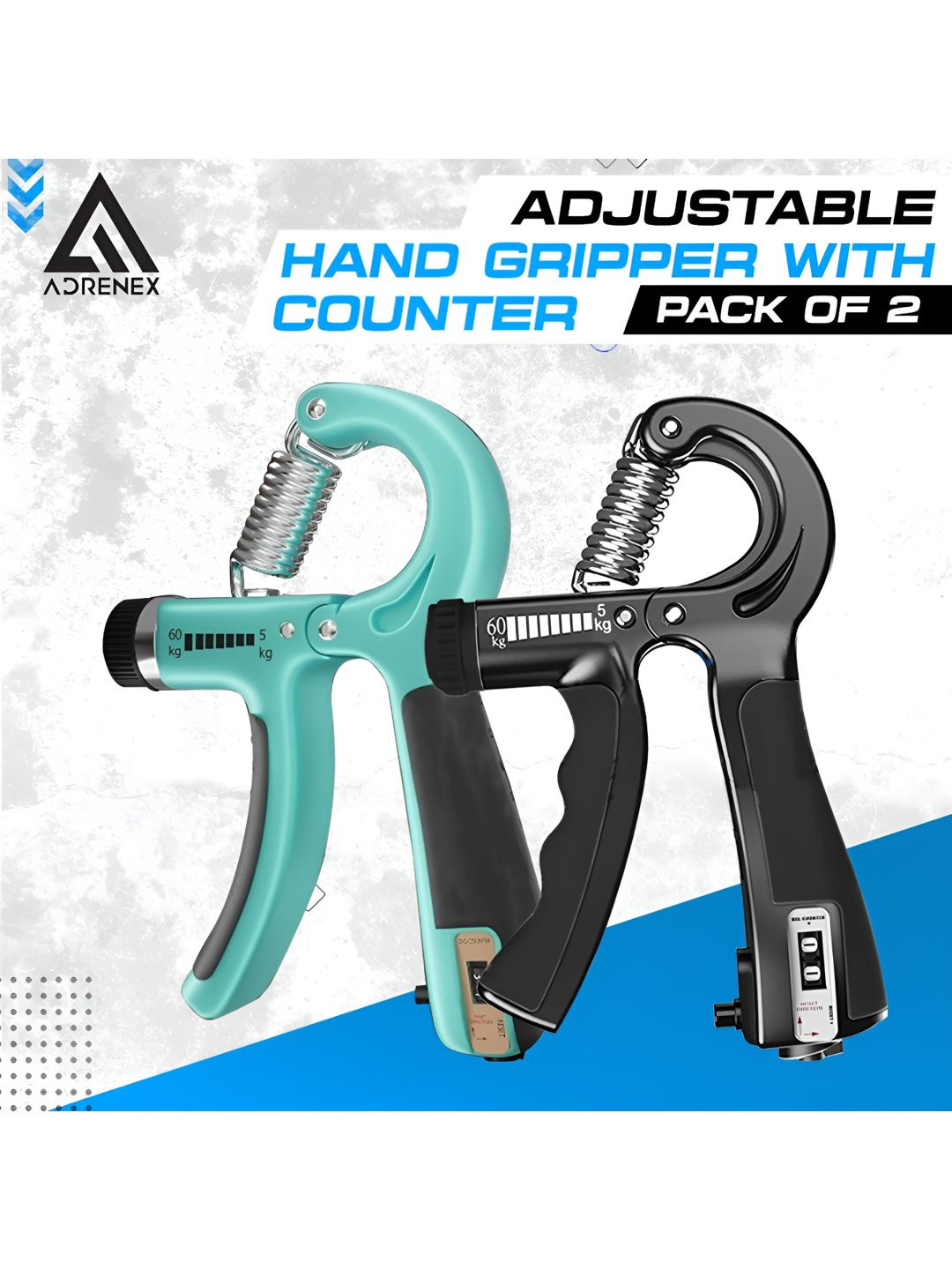ADRENEX Set Of 2 Hand Gripper With Counter