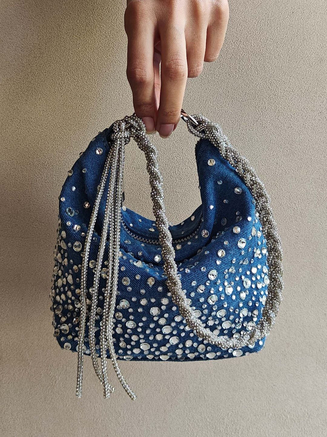 Plode Embellished Denim Hobo Bag