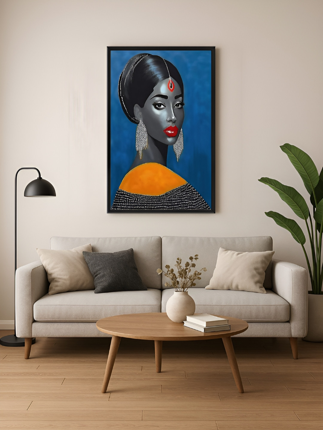 999Store Blue & Yellow 1 Piece Canvas Contemporary Art Wall Paintings