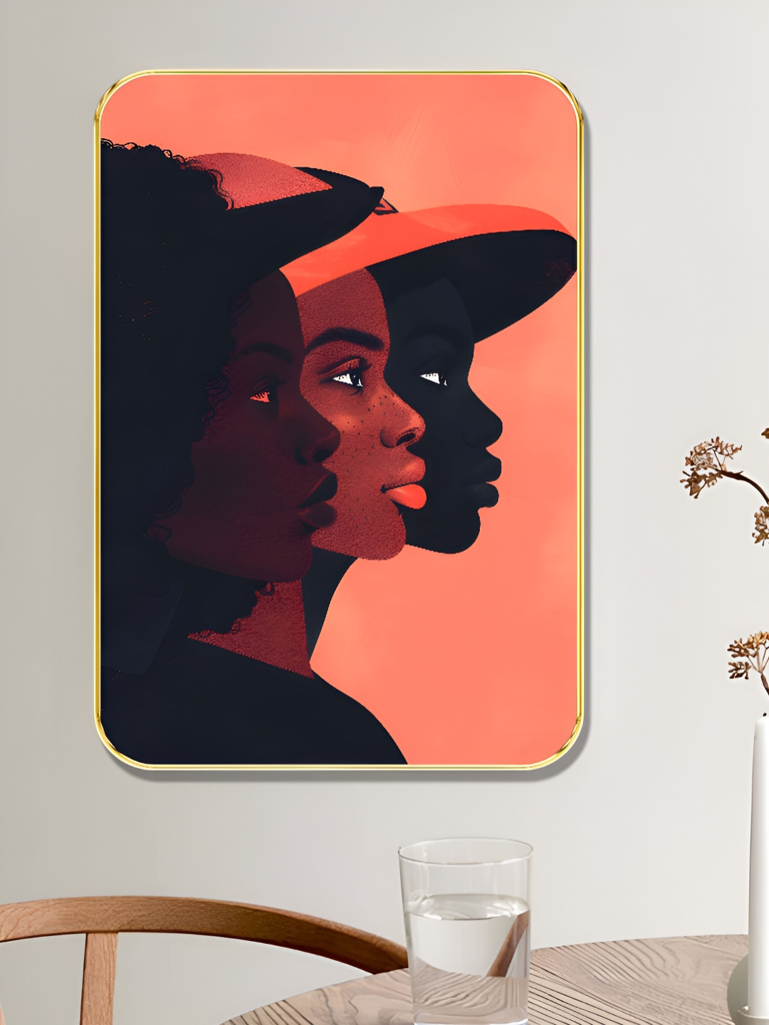 SAF Modern Afro Women Wood Wall Rectangle Paintings Wall Art - 18x24In