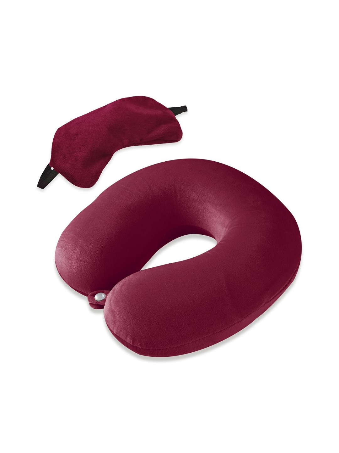 Myntra Elegant Homes Maroon Solid Cotton Medium Memory Foam Sleep Pillow with Eye Mask-31 x 11 x 31 cm