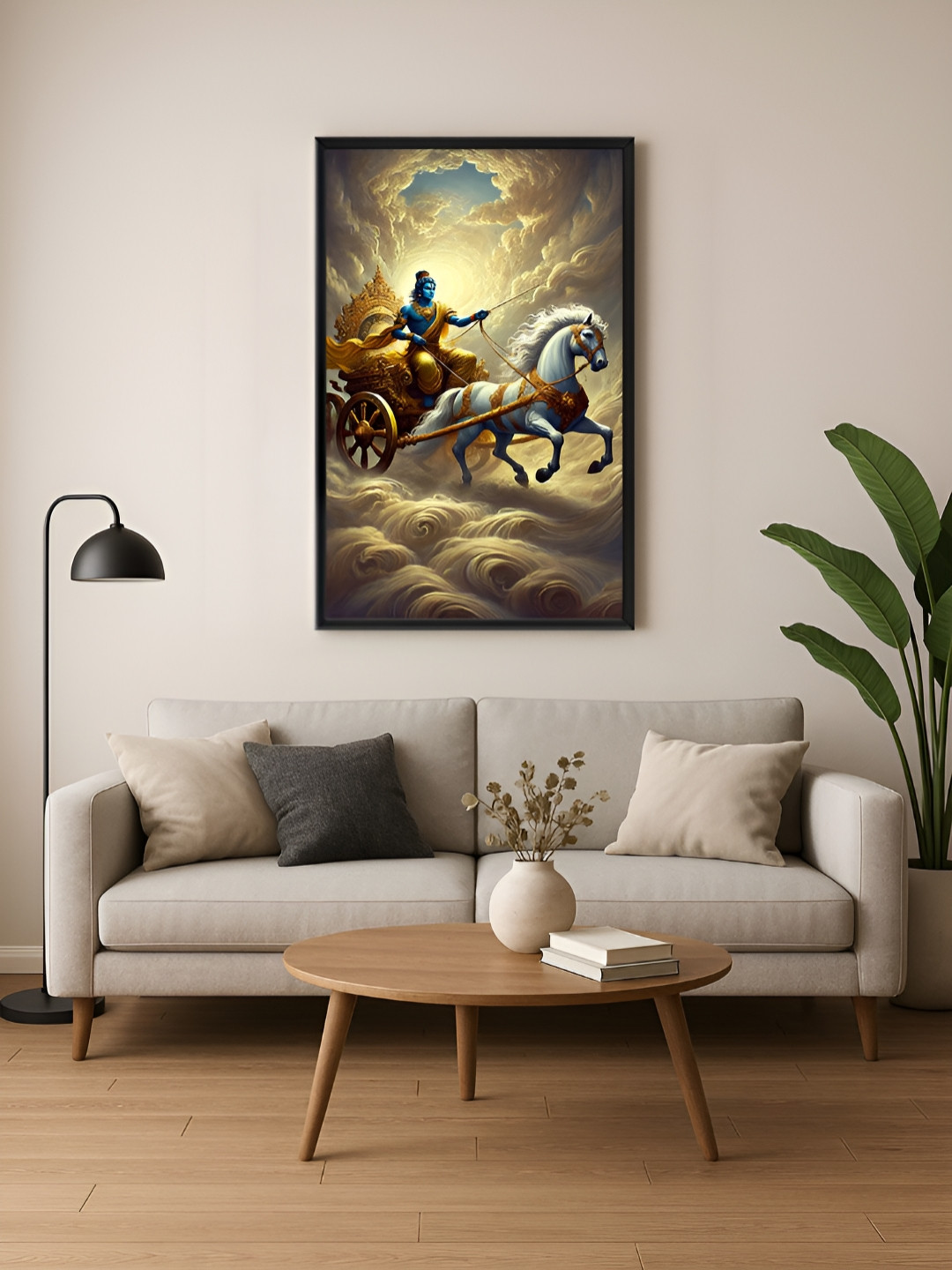 999Store Krishna Chariot Canvas Wall Rectangle Paintings Wall Art -22 x 35 In