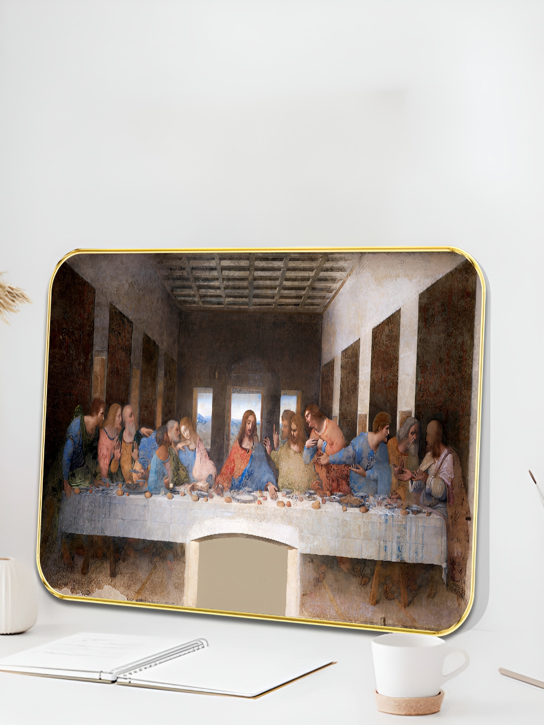 SAF Brown & Grey The Last Supper Renaissance Printed Wooden Wall Art