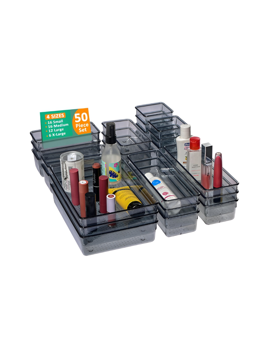 Aura Black Set of 50  Regular Makeup Organiser