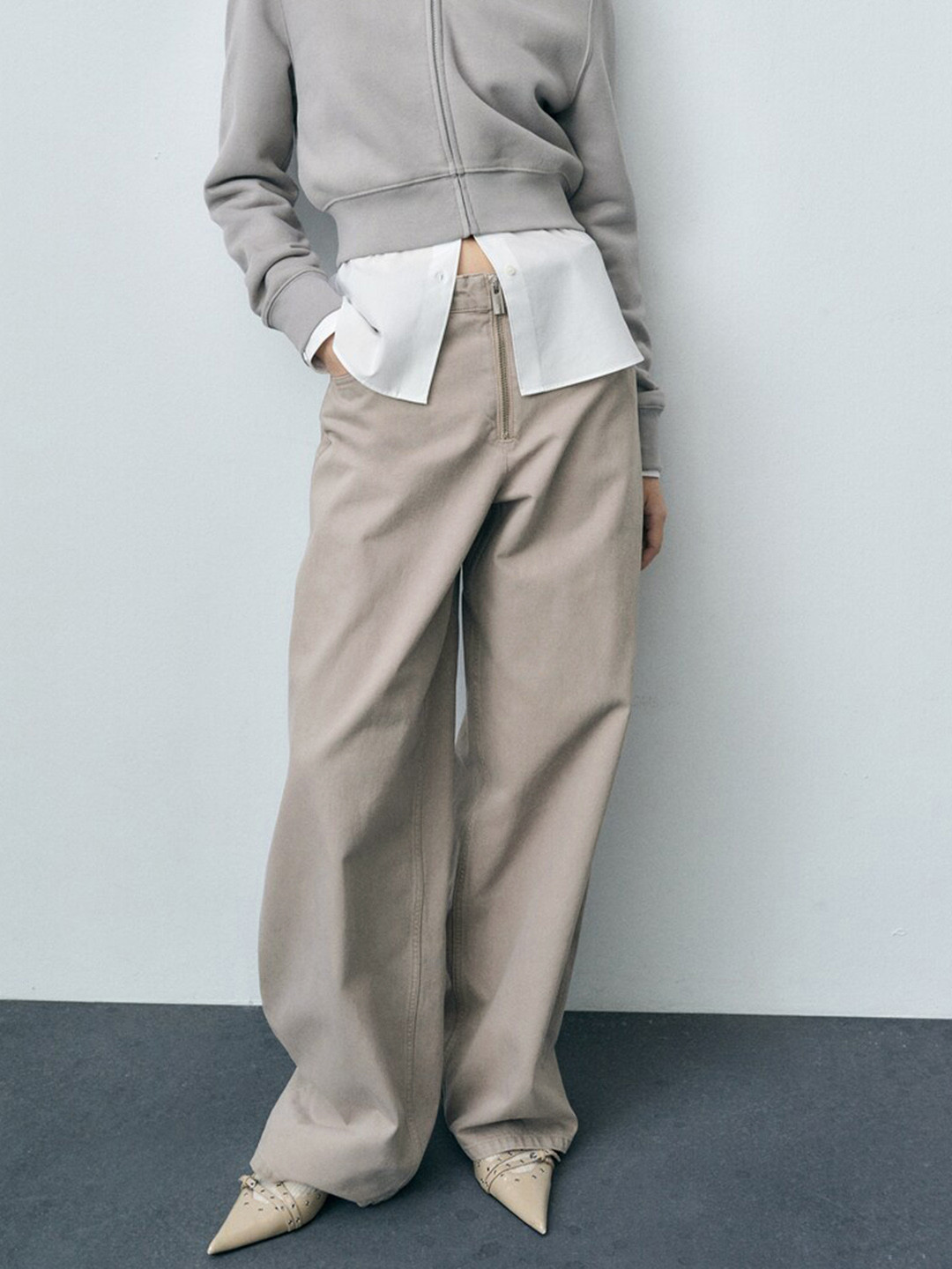 MANGO Women Mid-Rise Organic Cotton Wide Leg Jeans