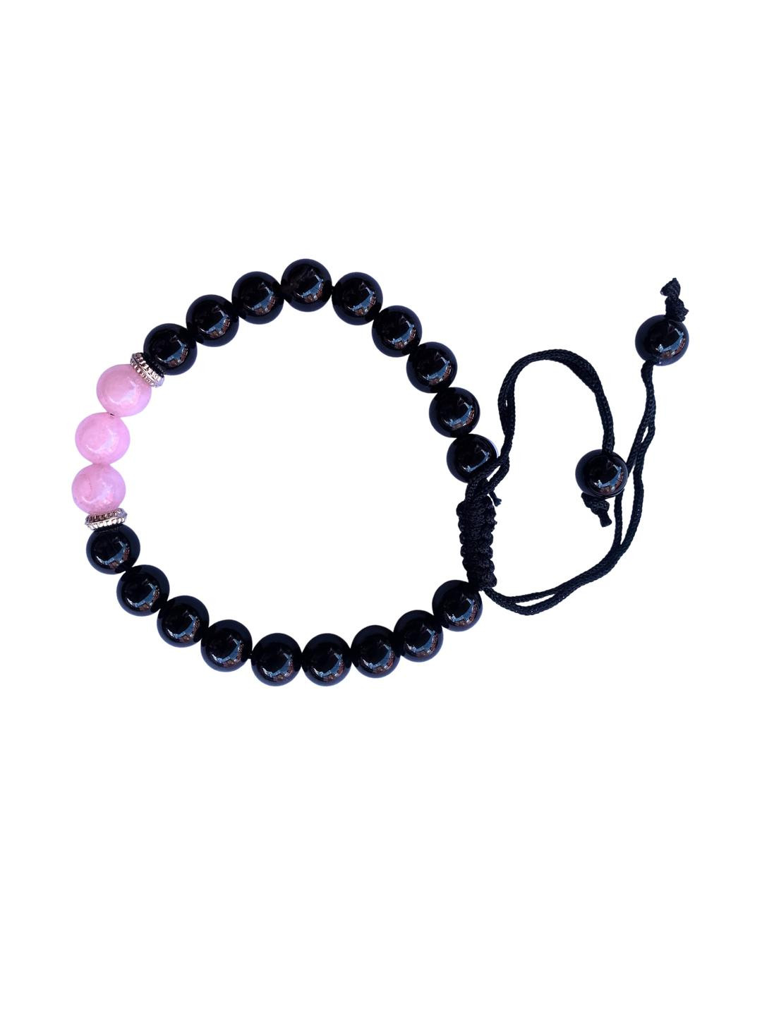 Apnisanskriti Unisex Black Onyx Shine Rose Stone Bracelet