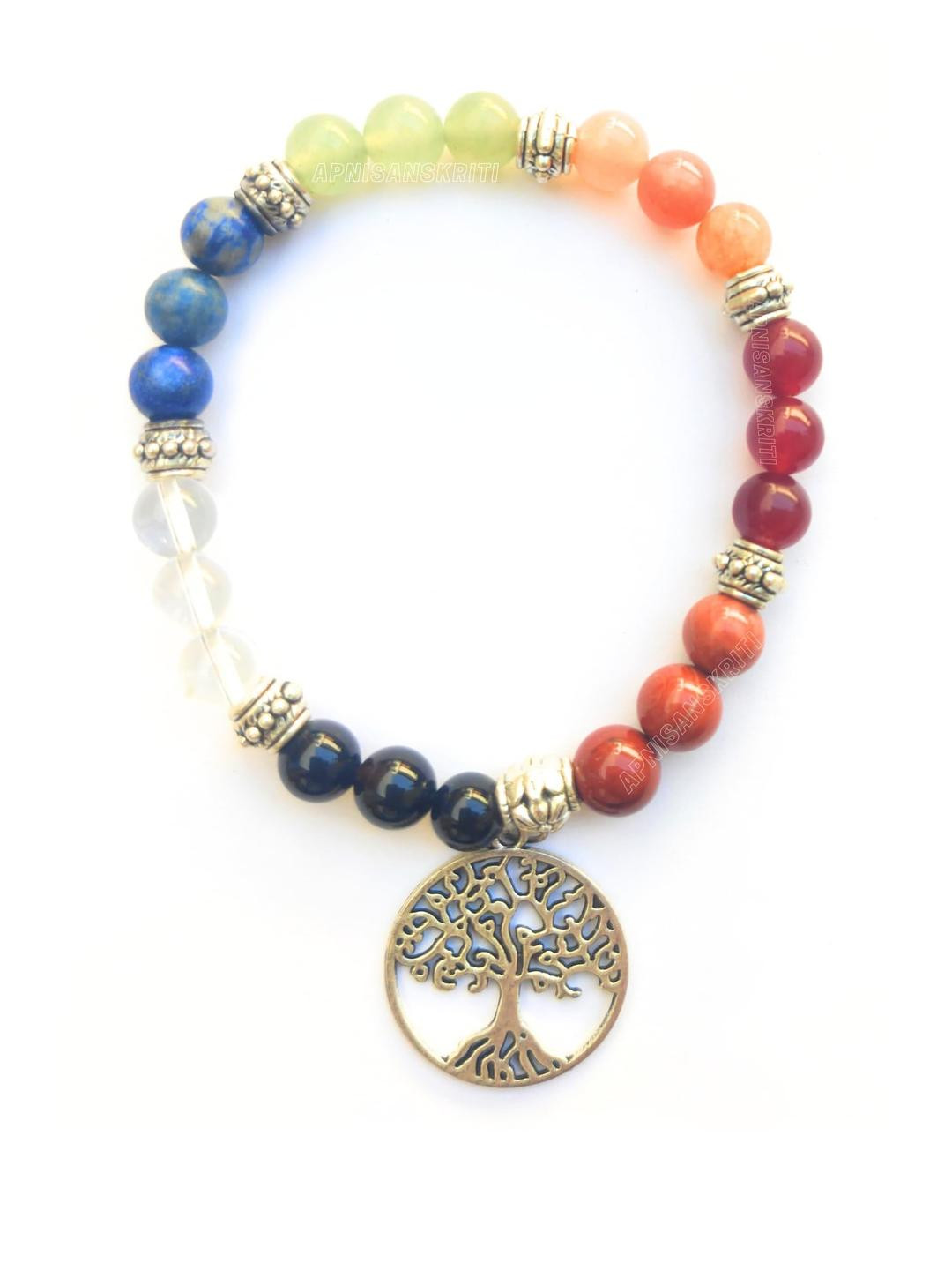 Apnisanskriti Unisex Seven Chakra Stone Bracelet