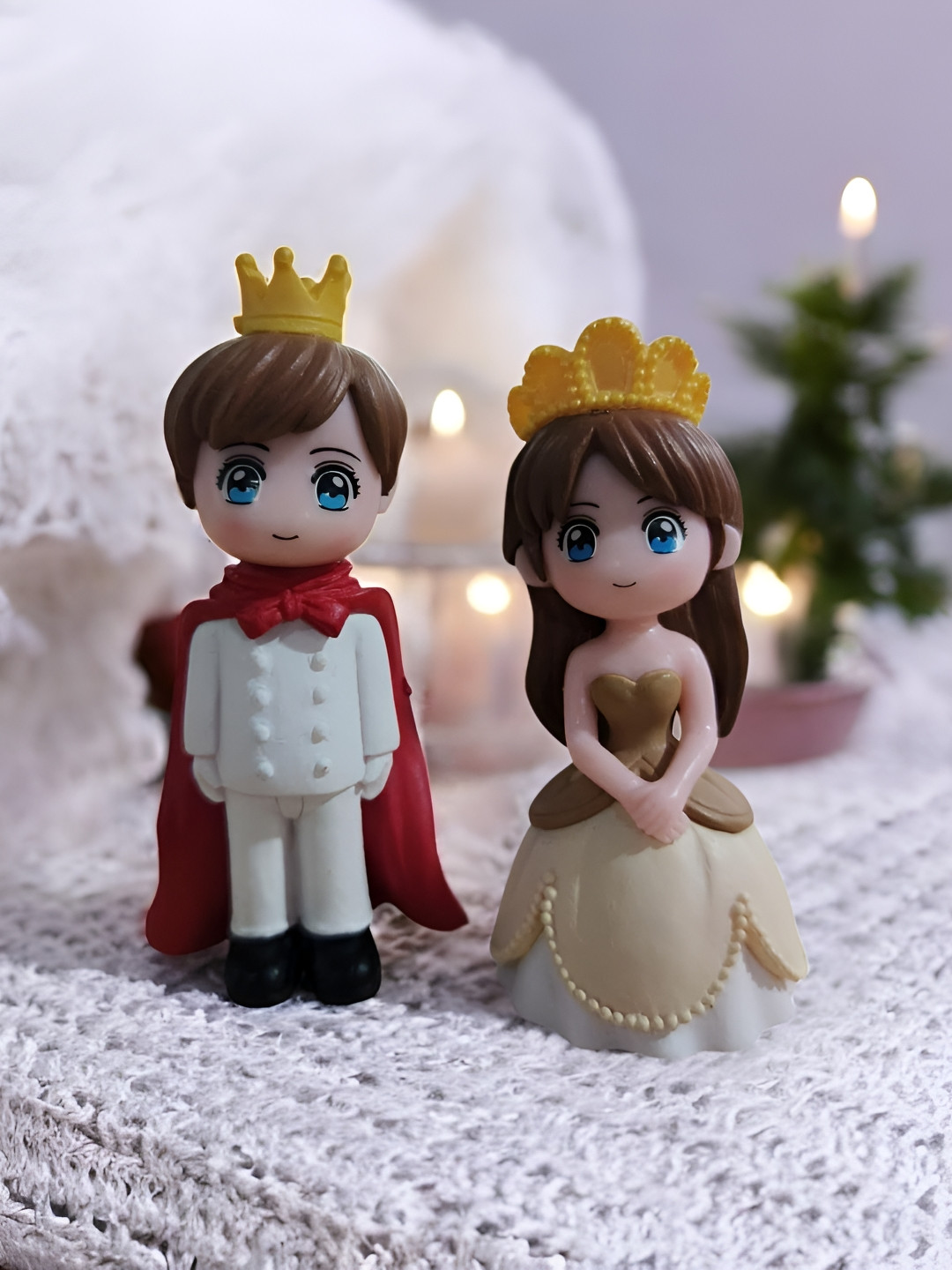 Go Hooked Couple Model Multicoloured Polyresin Glossy Living Room Set of 2 Small Showpieces - 2.8 Inches