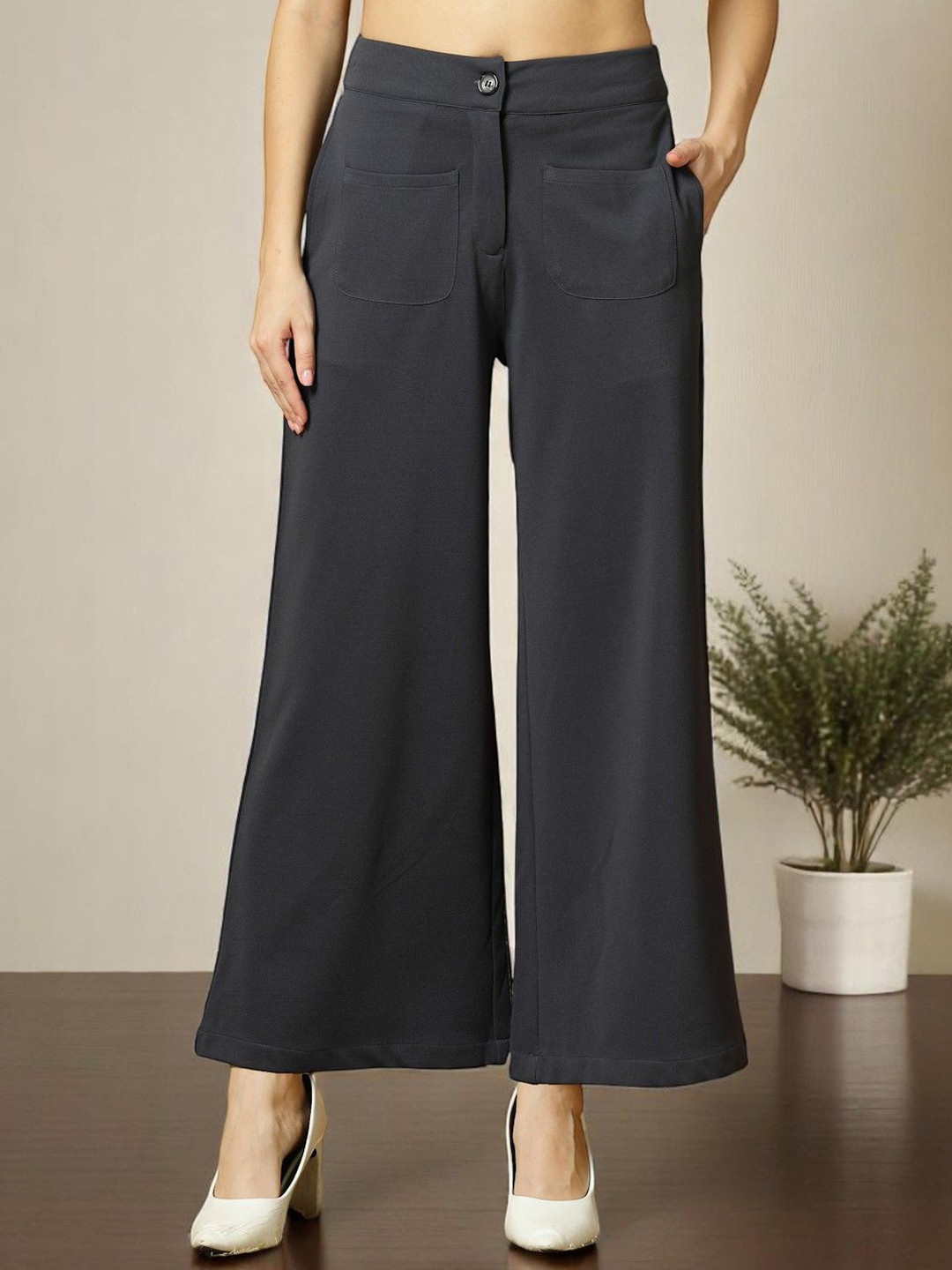 OOMPH! FACTOR Women Relaxed Wide Leg Trousers