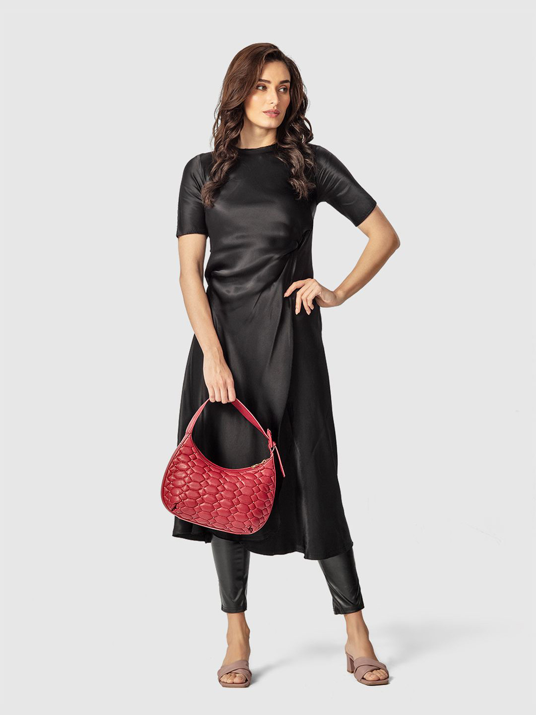 SENNES Leather Hobo Bag with Quilted