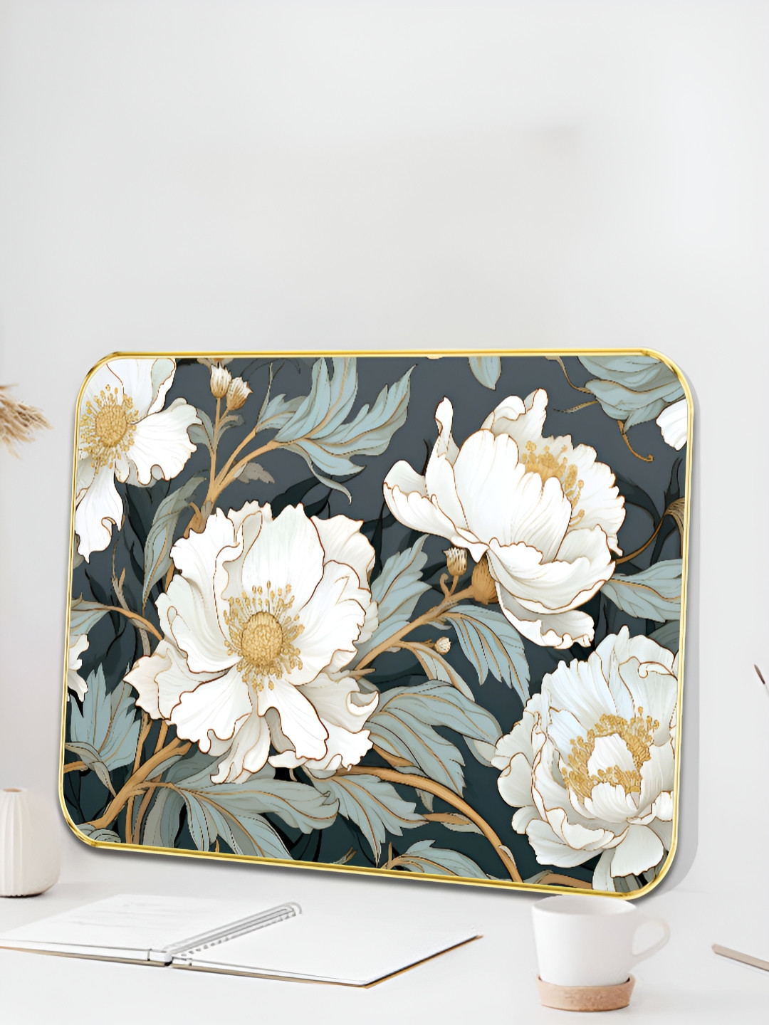 SAF Peony Floral Wood Wall Rectangle Paintings Wall Art -24x18In