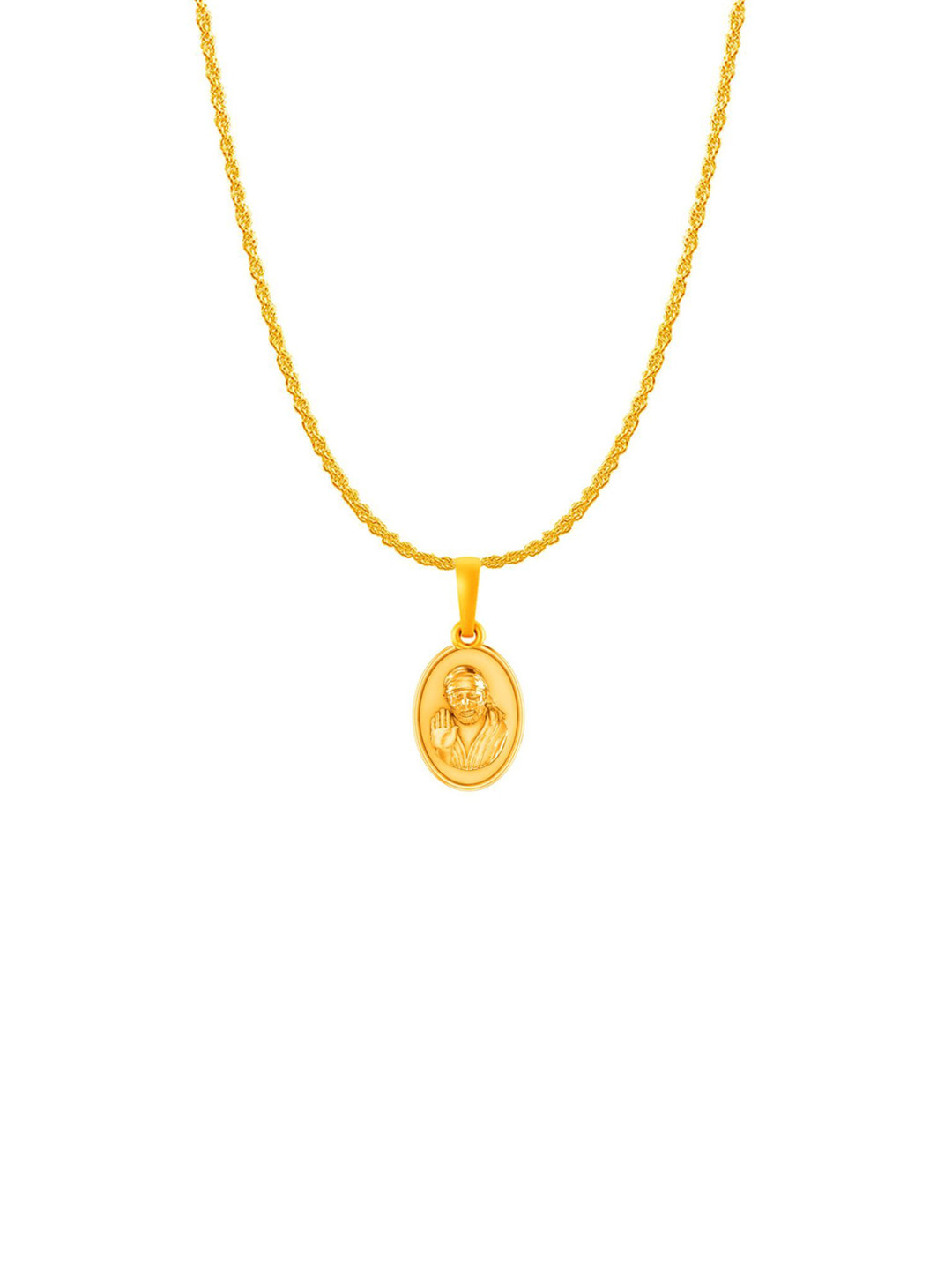 AKSHAT SAPPHIRE Men 92.5 Silver 22K Gold-Plated Sai Baba Ji Pendants With Chain