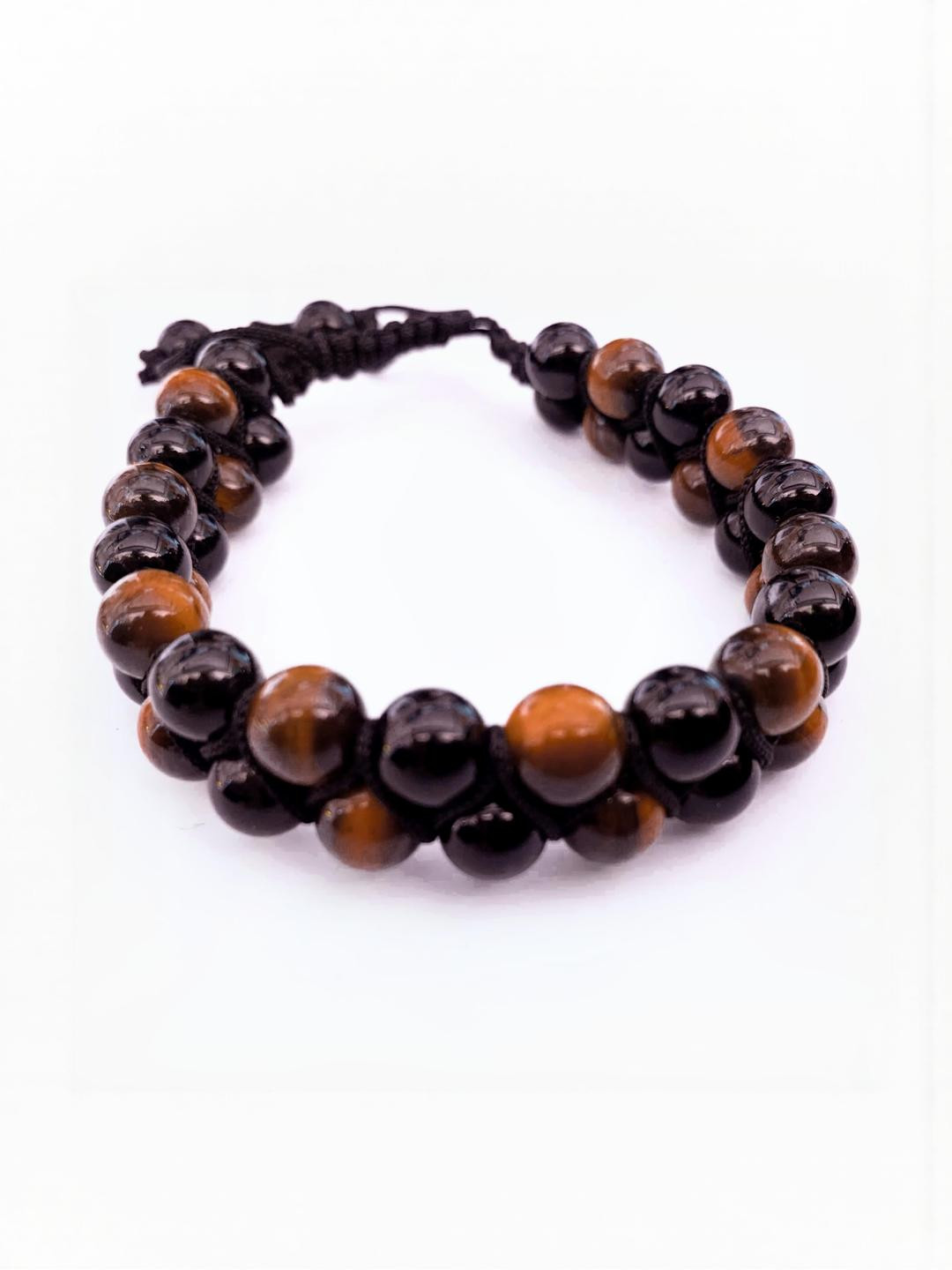 Apnisanskriti Unisex Black Onyx Shine Tiger Eye Stone Bracelet