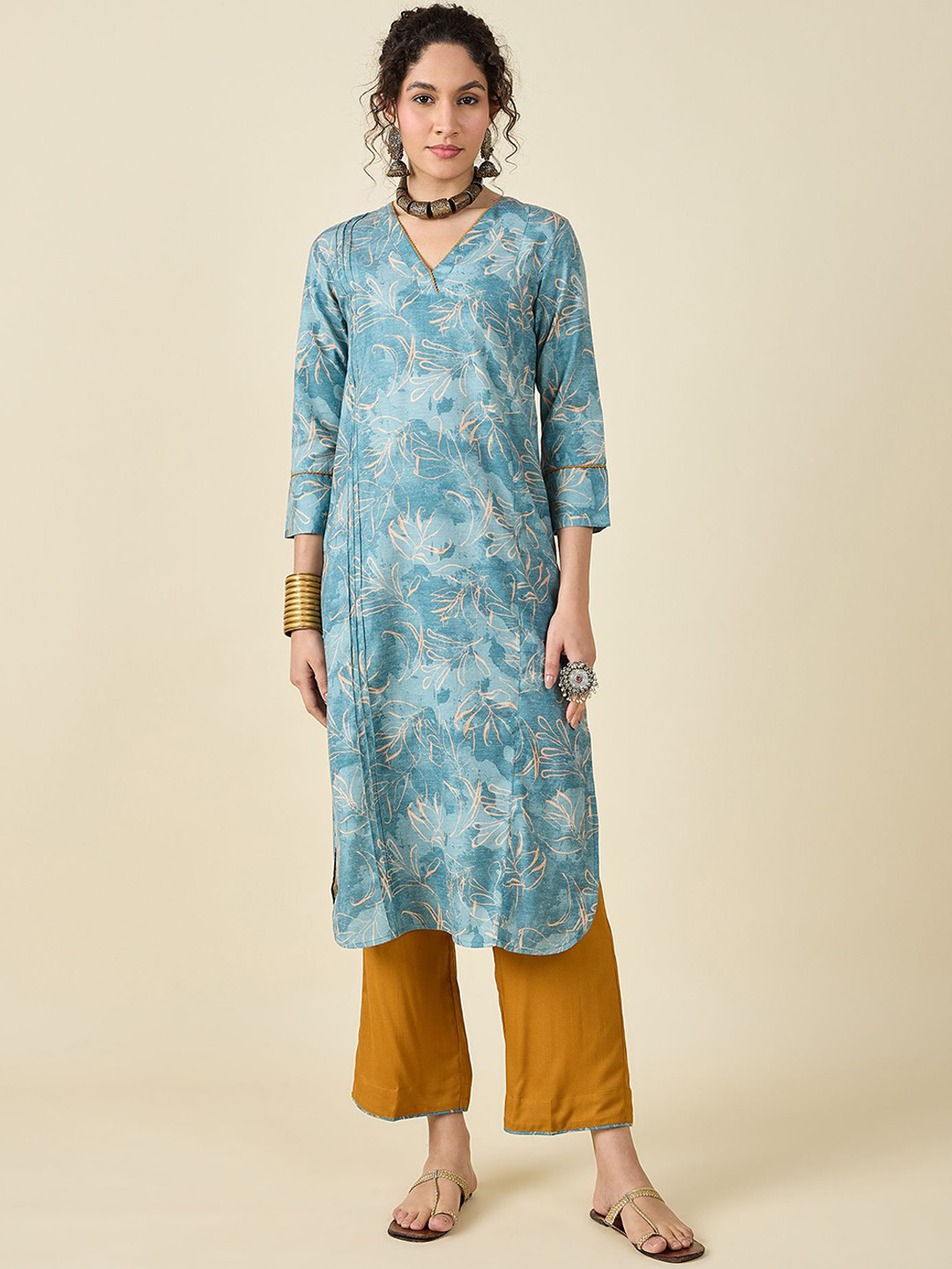 STADO Stado Linen Printed Kurta Set