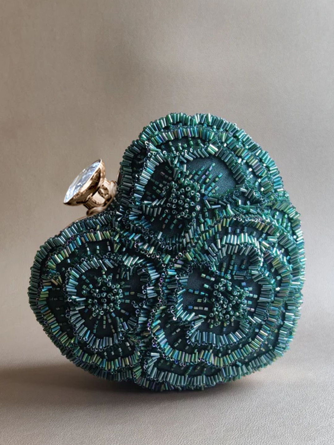 Plode Floral Embroidered Heart Box Clutch