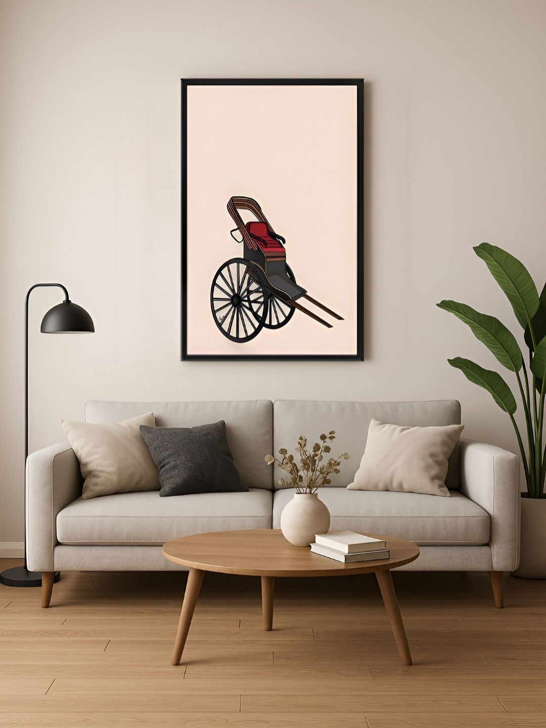 999Store Black & Red Vintage Cart Canvas Wall Art