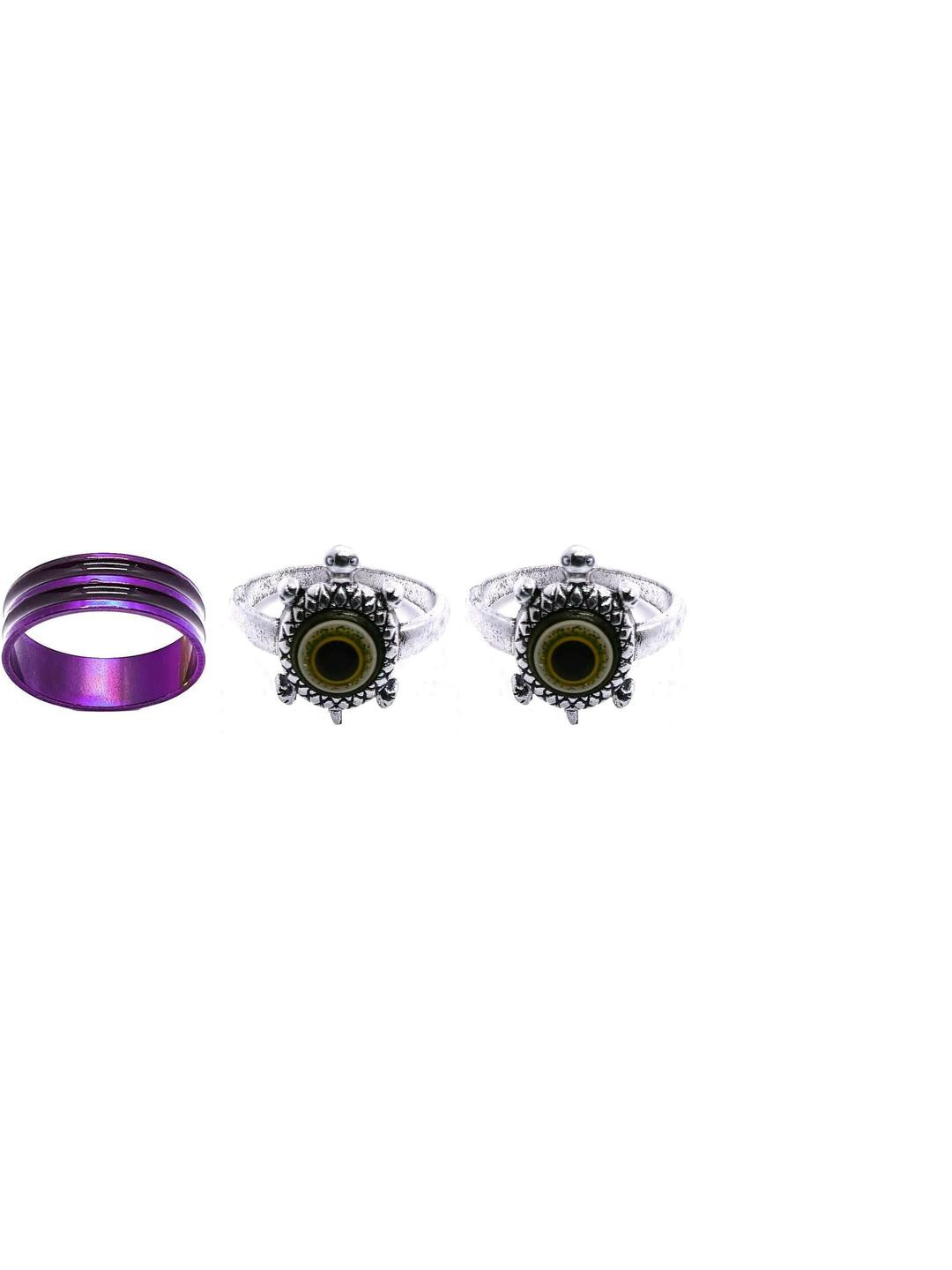 Dynamic Retail Global Set of 3 Black Copper Finger Ring