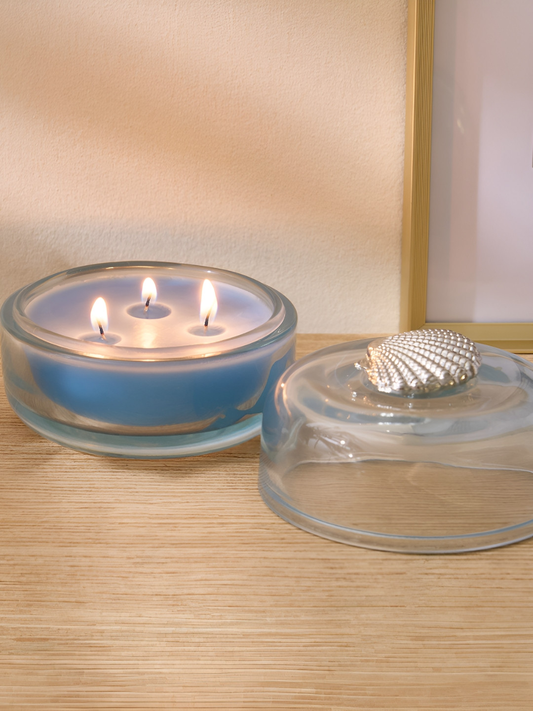 Home Centre Atlantic Shimmers Redolence 3 Wick Marine Solid Geometric Regular Jar Candles