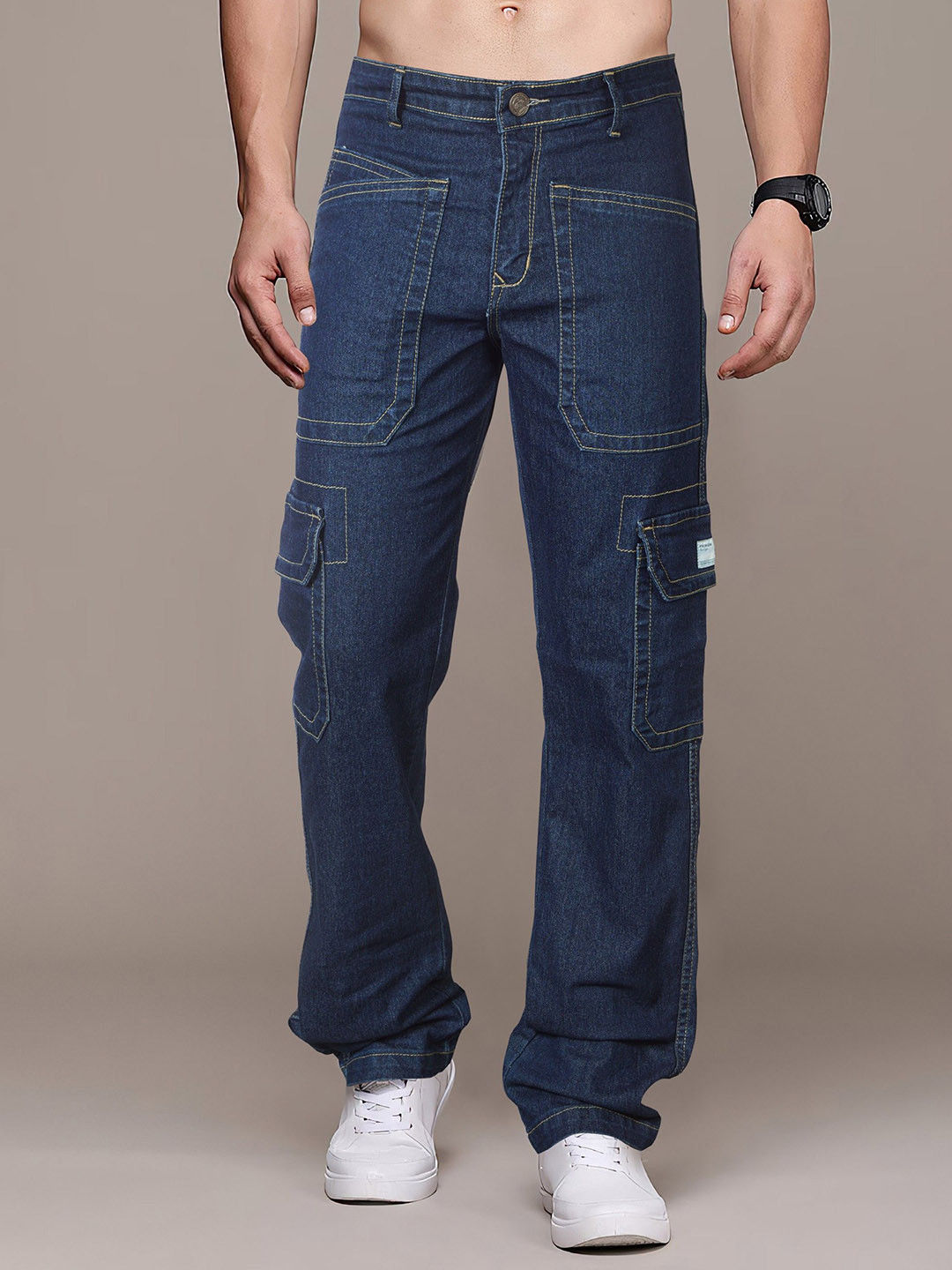 RIG BONE Men Comfort Relaxed Fit Mid-Rise Stretchable Cargo Styles Jeans