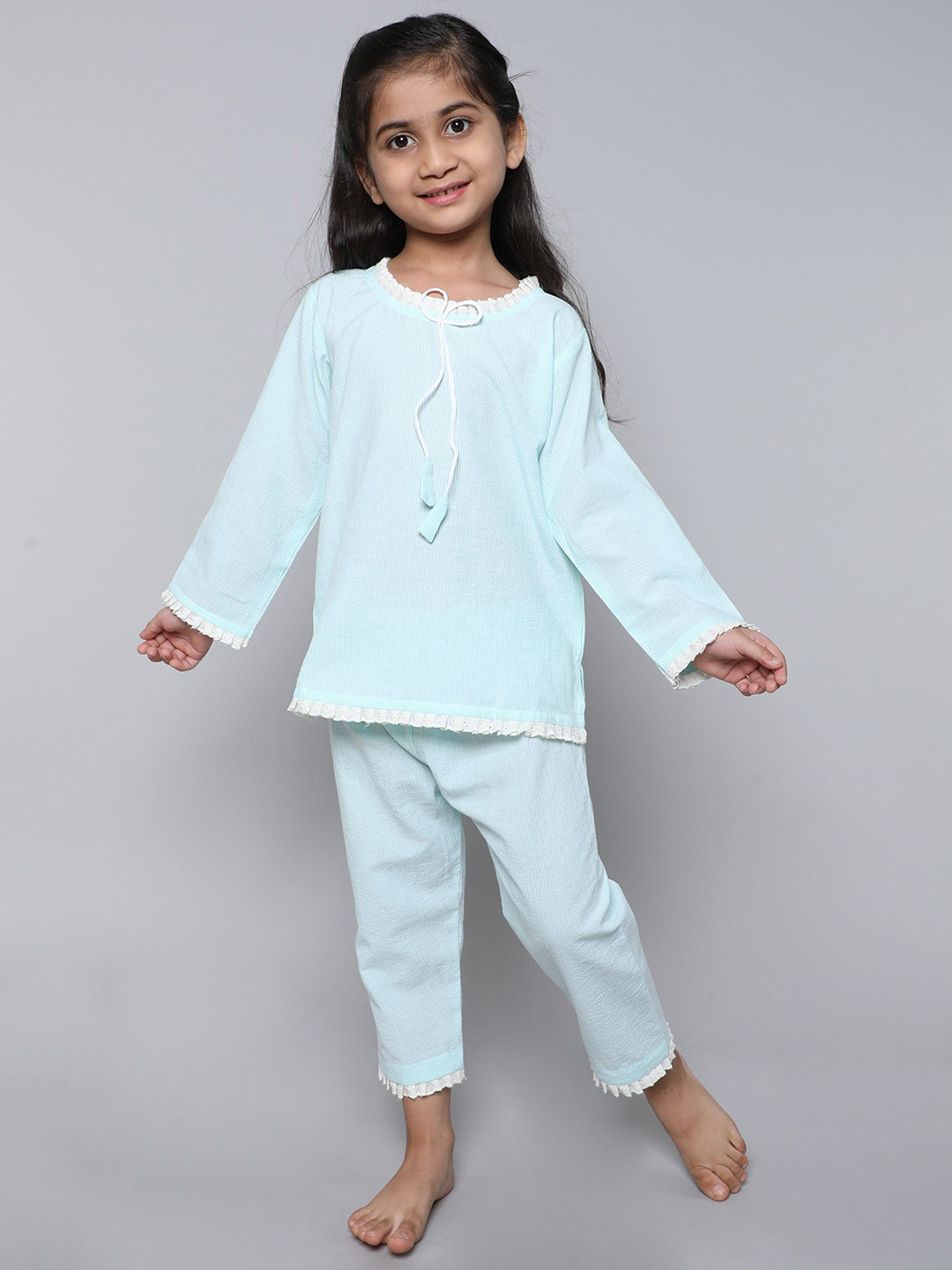 Little Clothings Girls Cotton Stripe Night Suits