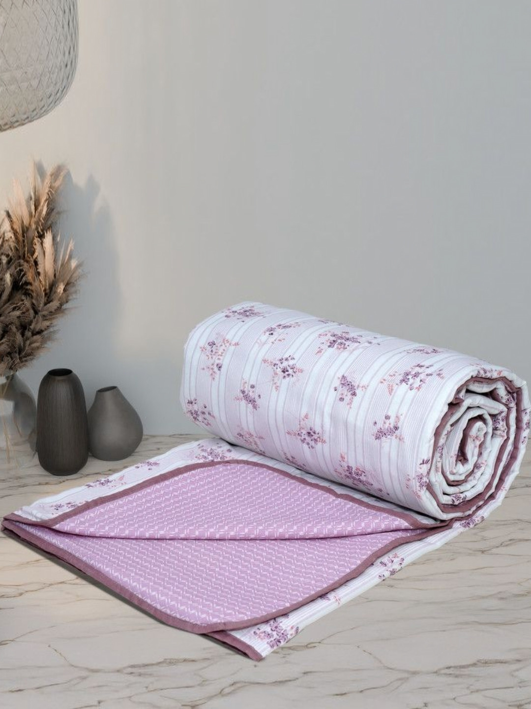 Florida Pink Set of 3 AC Room 300 GSM Double Bed Dohar