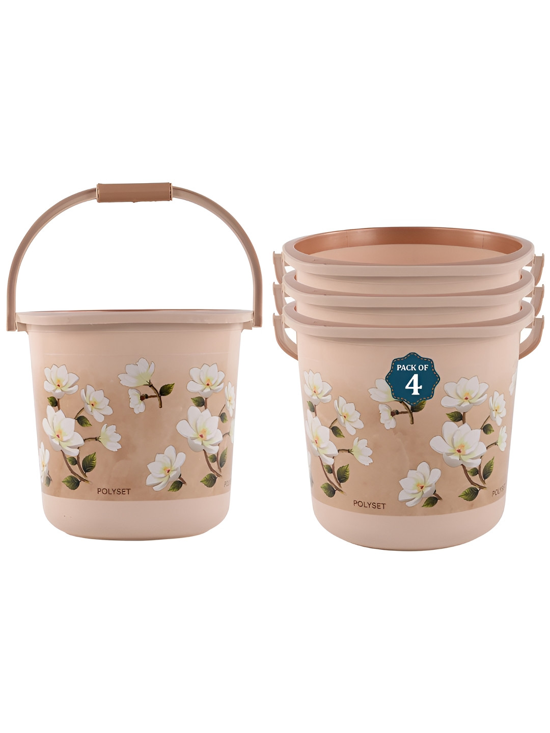 Aura 4 piece Floral Plastic Bath Accessories Set