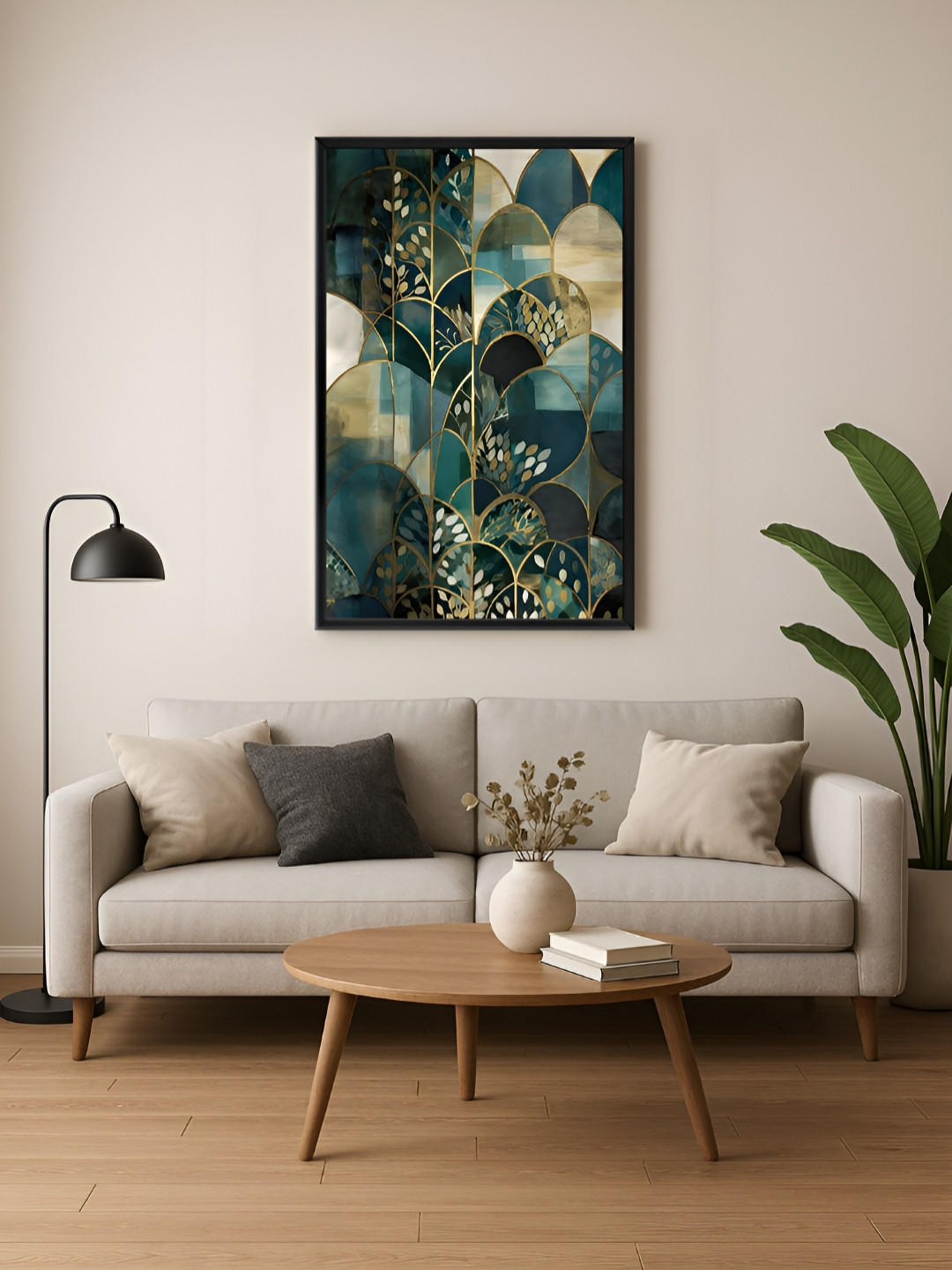 999Store black & Green Abstract Printed Canvas Wall Art