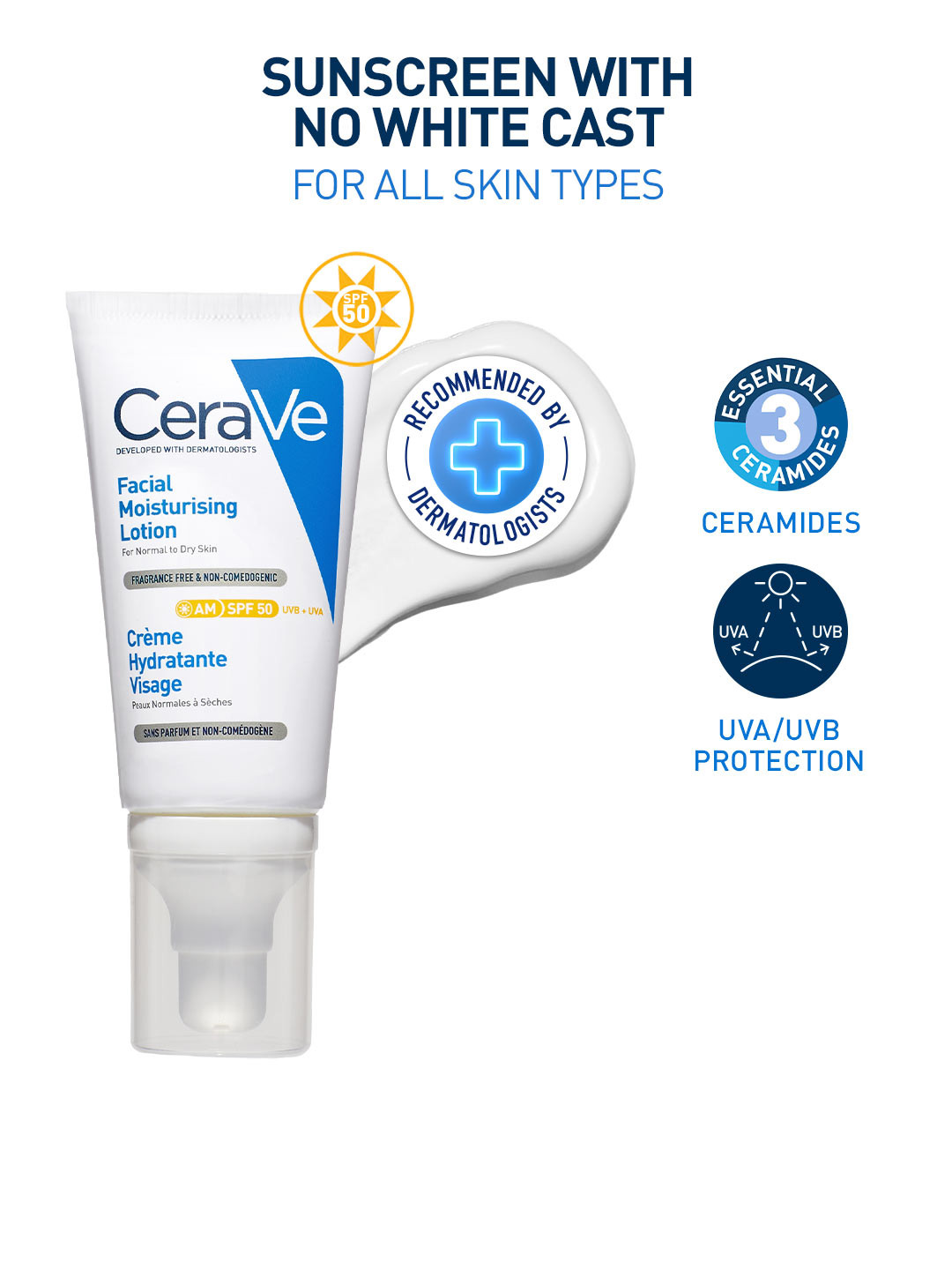 CeraVe AM Facial Moisturizing Lotion With Sunscreen SPF 50 & Ceramides - 52ml