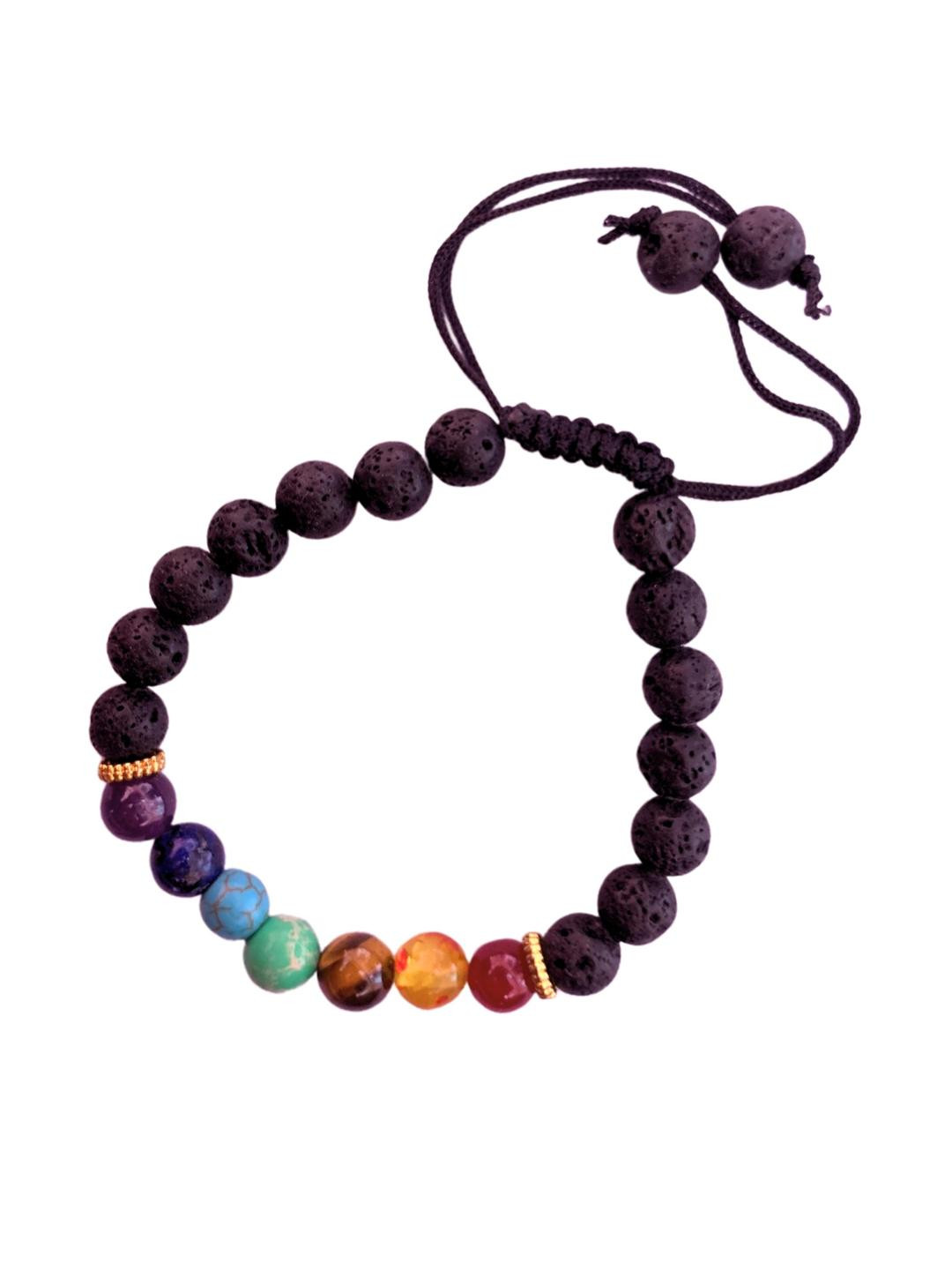 Apnisanskriti Unisex 7 Chakra Lava Stone Bracelet