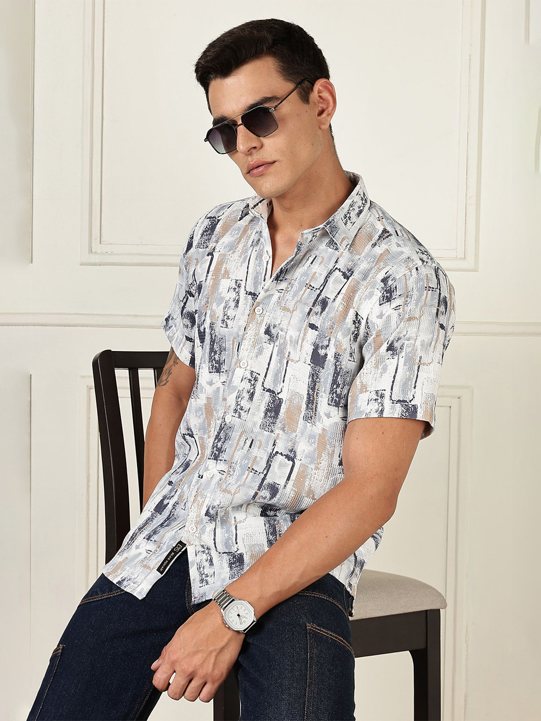 Abstract Printed Regular Fit Casual Shirt