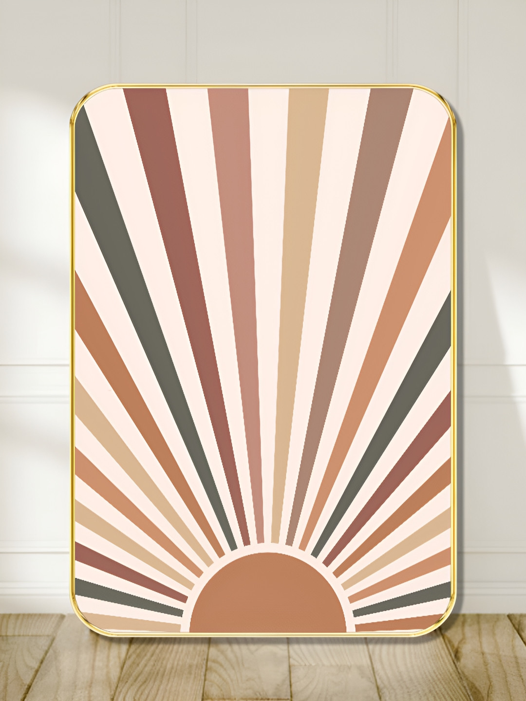 SAF White & Brown Sunburst Printed Wall Art