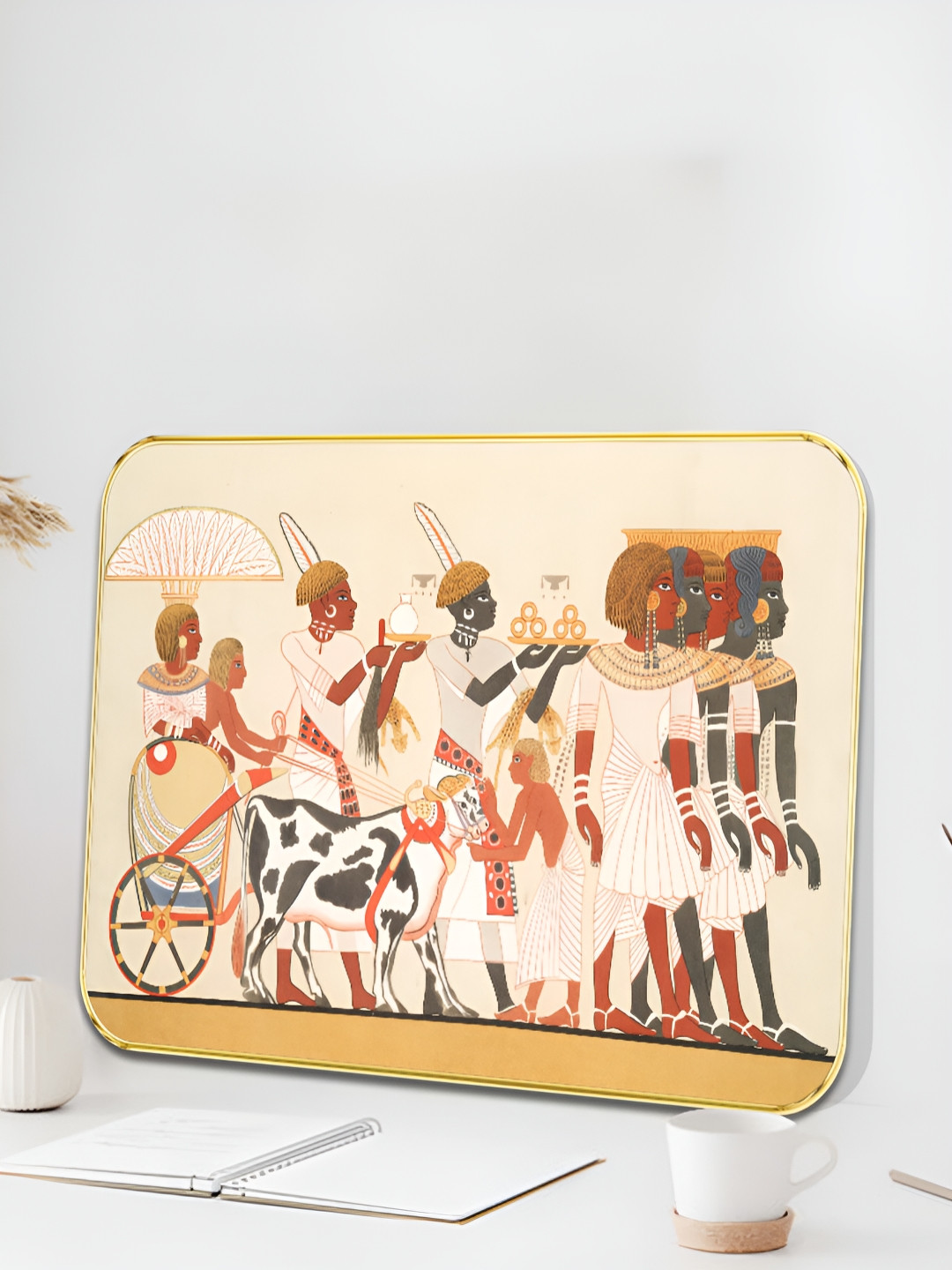 SAF Ancient Egyptian Wood Wall Rectangle Paintings Wall Art -18 x 24 In