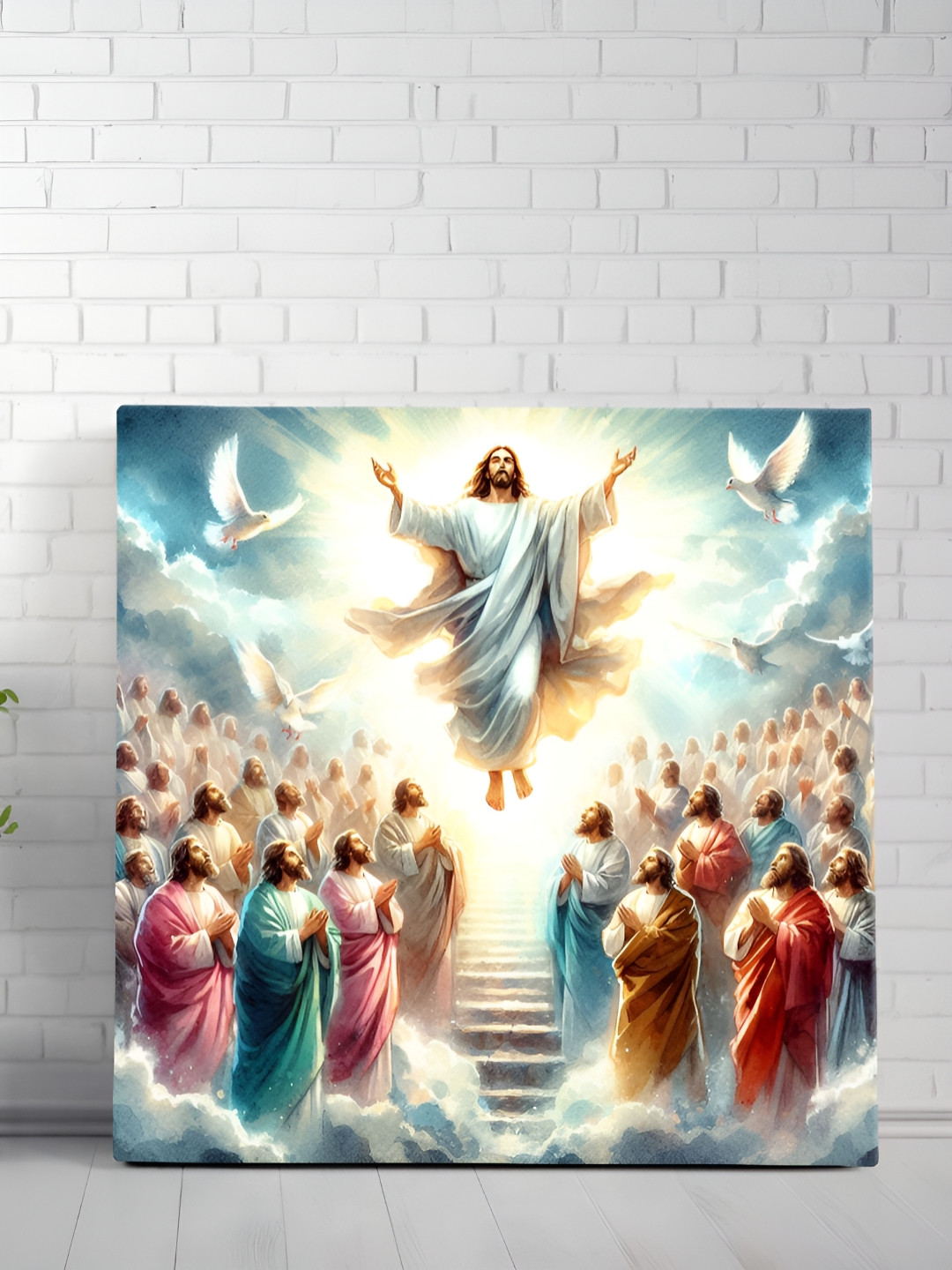 SAF Blue & Red Ascension of Jesus Christ Canvas Religious Wall Art