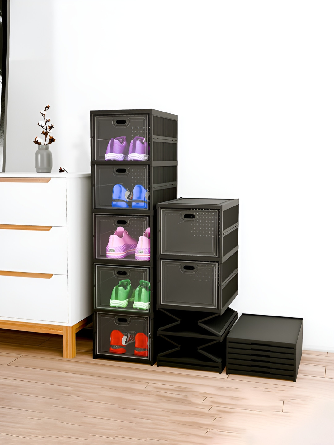 Myntra Elegant Homes Black 5-Tier Foldable Storage Racks