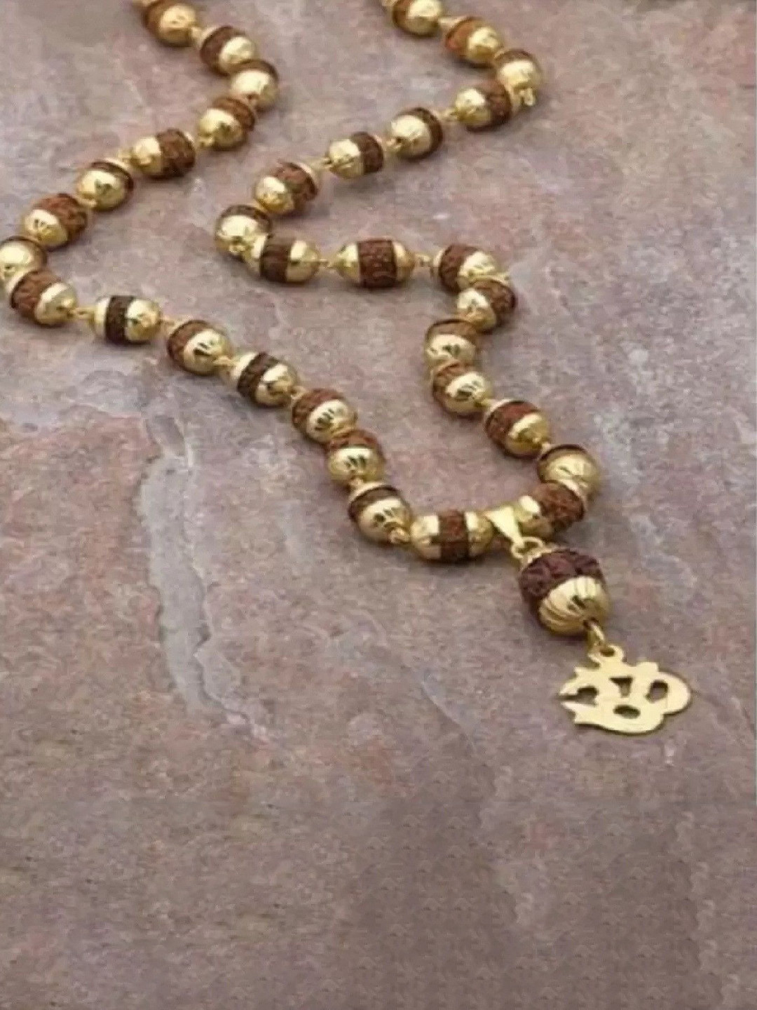 Crazy Fashion Unisex Stainless Steel Rudraksha Om Rtd Mala