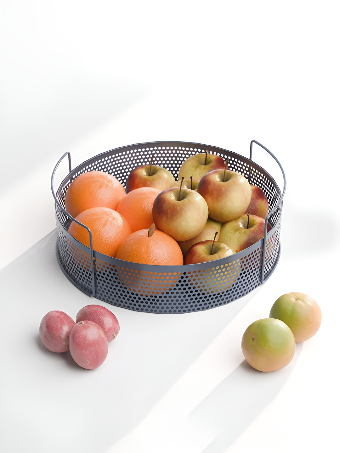 Myntra Elegant Homes Grey Metal Dishwasher Safe Fashion Fruit and Vegetable Basket