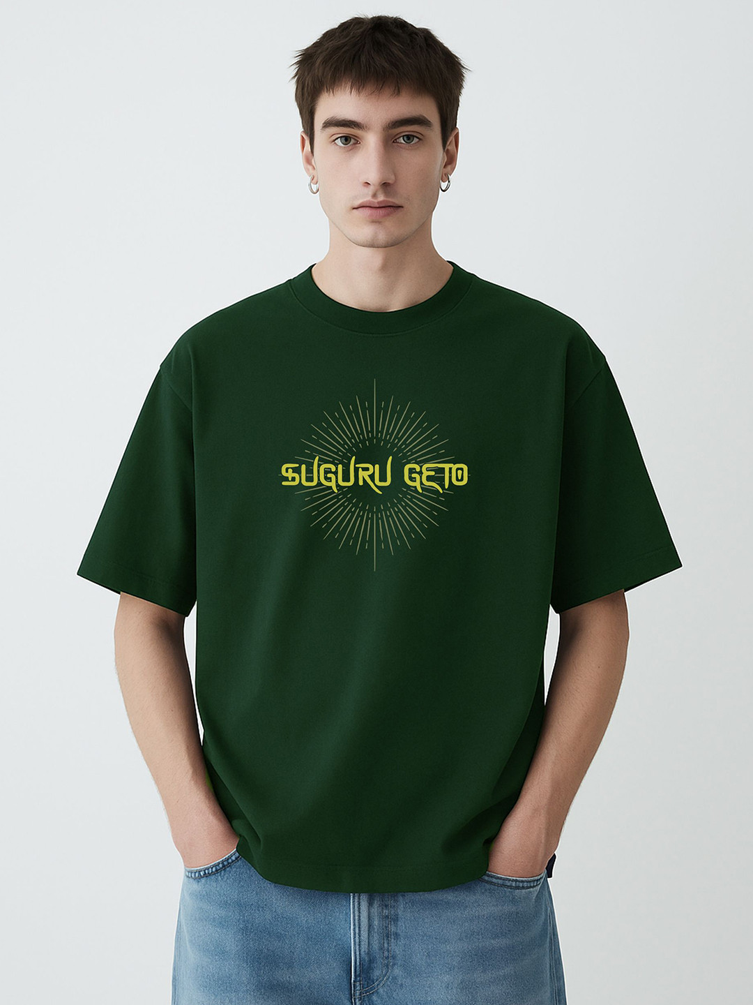 WHITE HUSK Suguru Geto Jujutsu Kaisen Anime Printed Cotton Oversized T-shirt