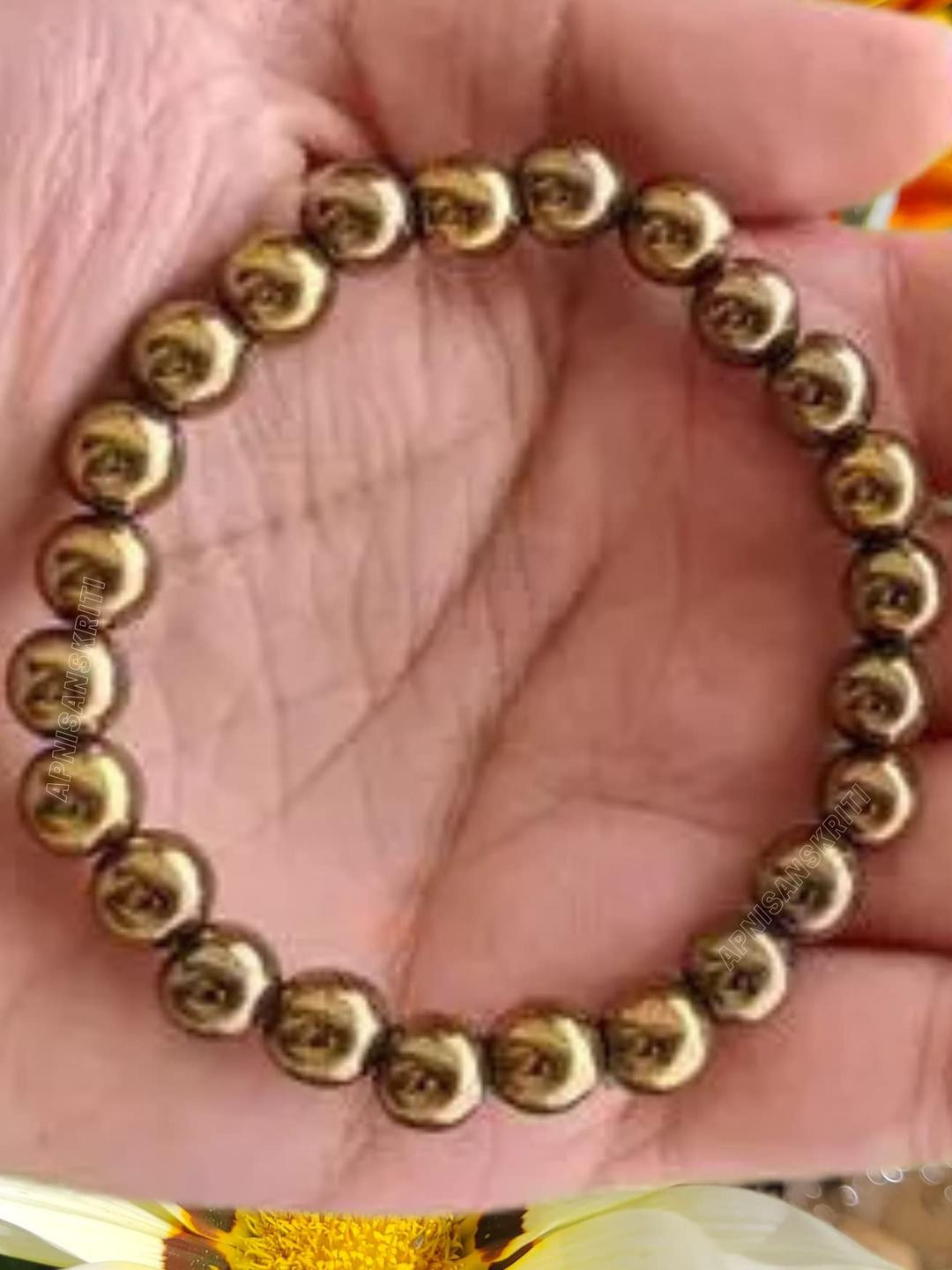 Apnisanskriti Unisex Golden Pyrite Healing Stone Bracelet