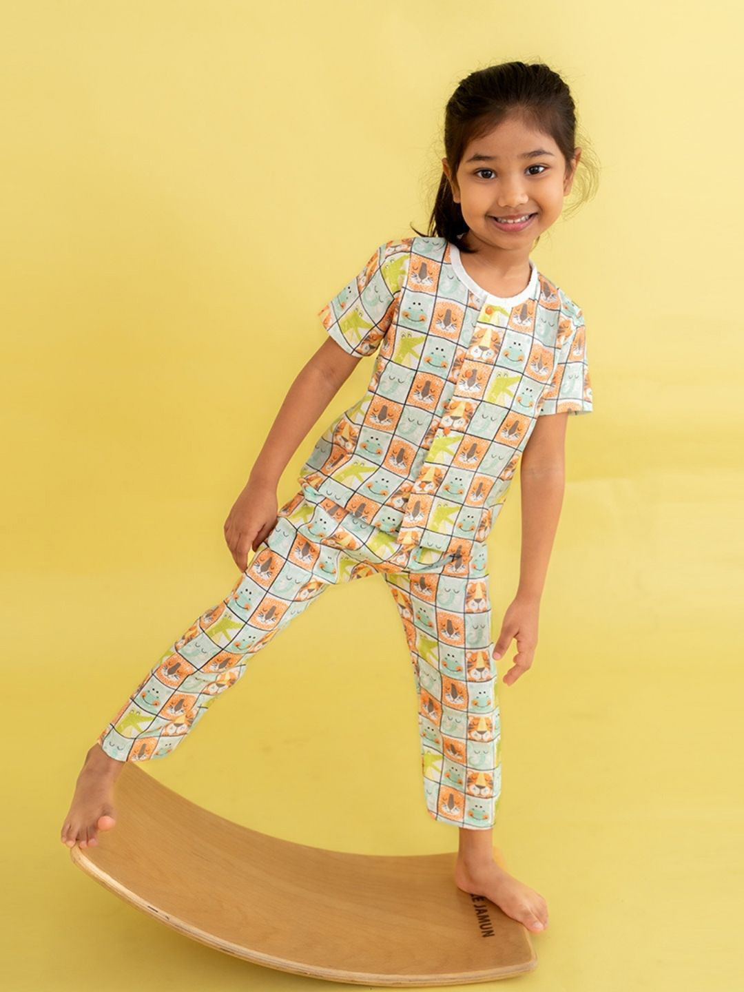 A Toddler Thing Kids Zoodle Blocks Half Sleeve Muslin Sleepsuit 3-6 Months