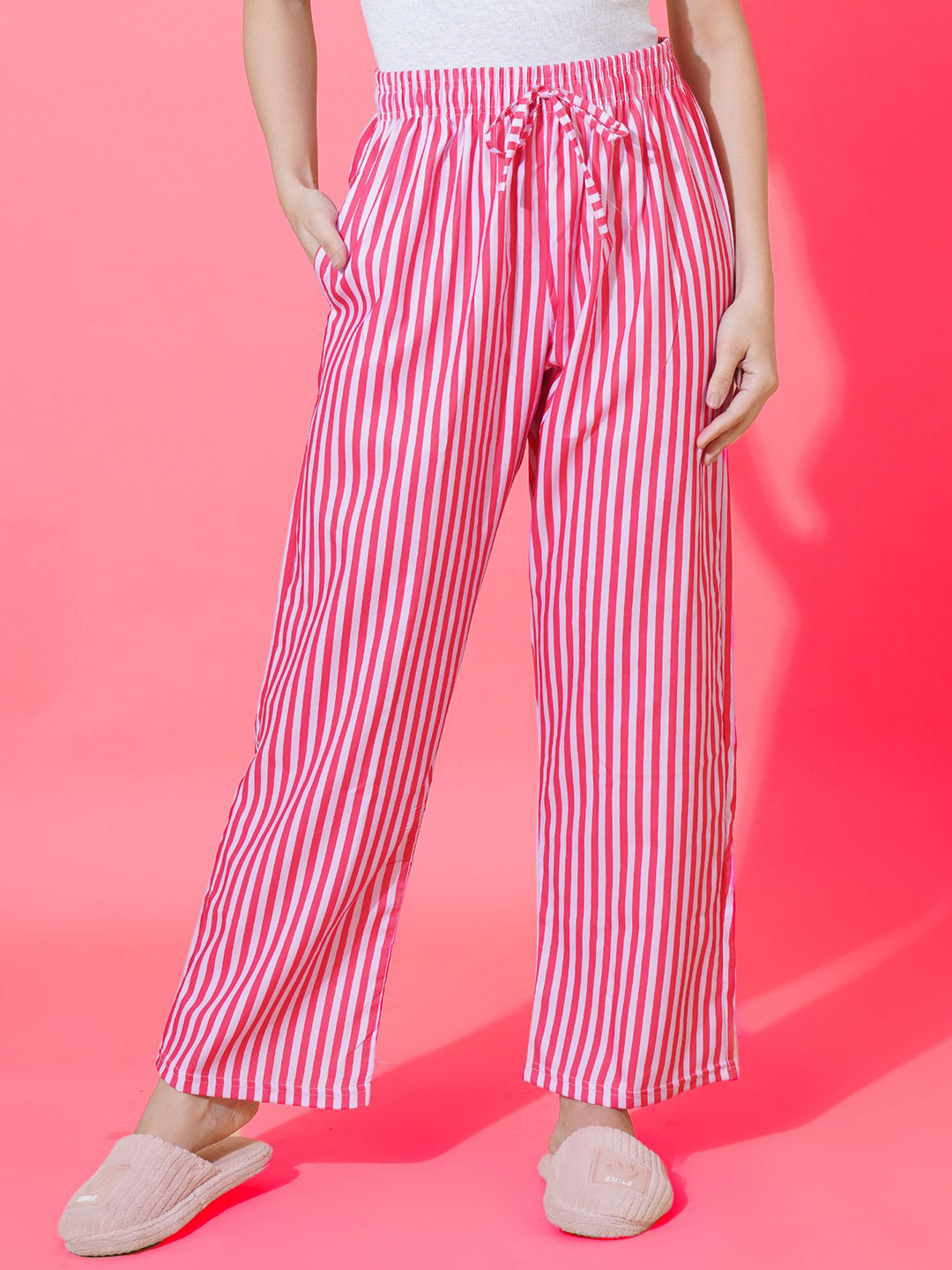 FFLIRTYGO Striped Relaxed Fit Straight-Leg Lounge Pants