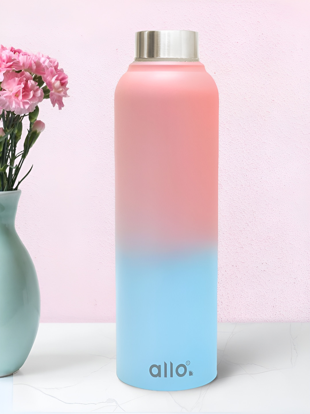 Allo Pink and Baby Blue Stainless Steel Leakproof Steel Cap Water Bottle 1000 ml