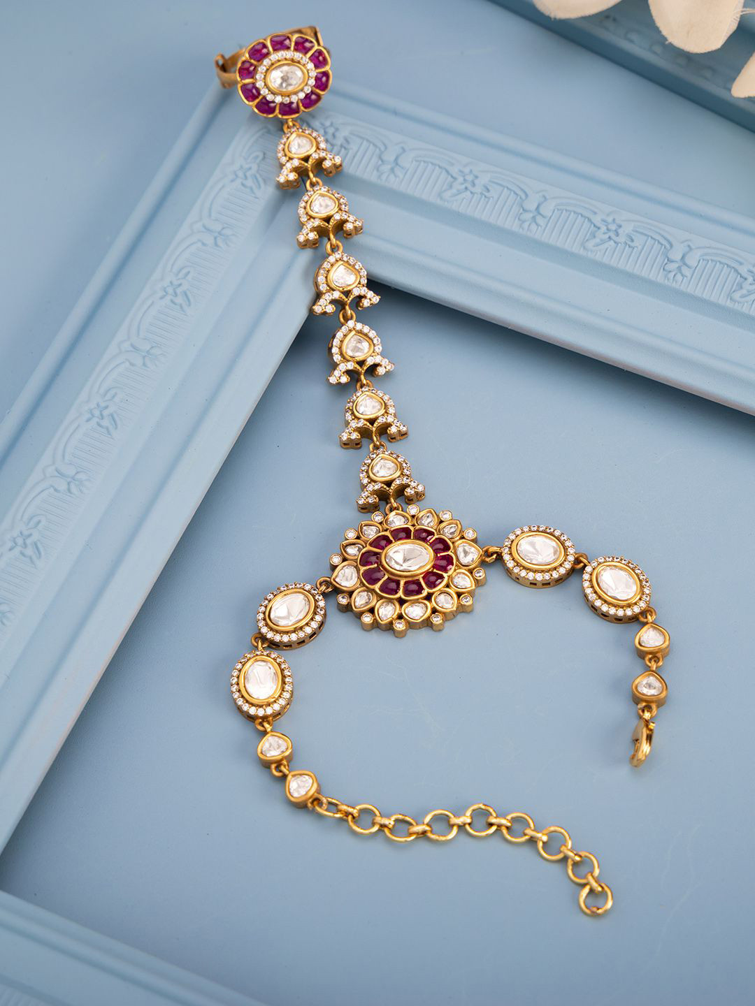 Kushal's Fashion Jewellery Women Victorian-Plated Kundan Link Bracelet