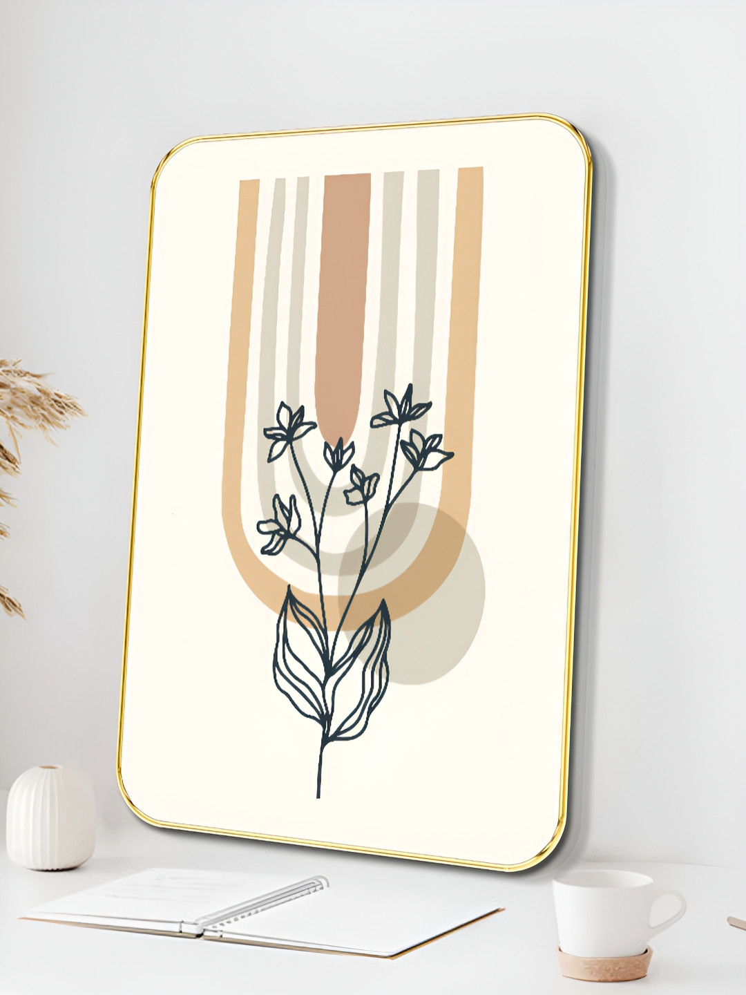 SAF Abstract Line Wood Rectangle Paintings Wall Art-18 x 24In