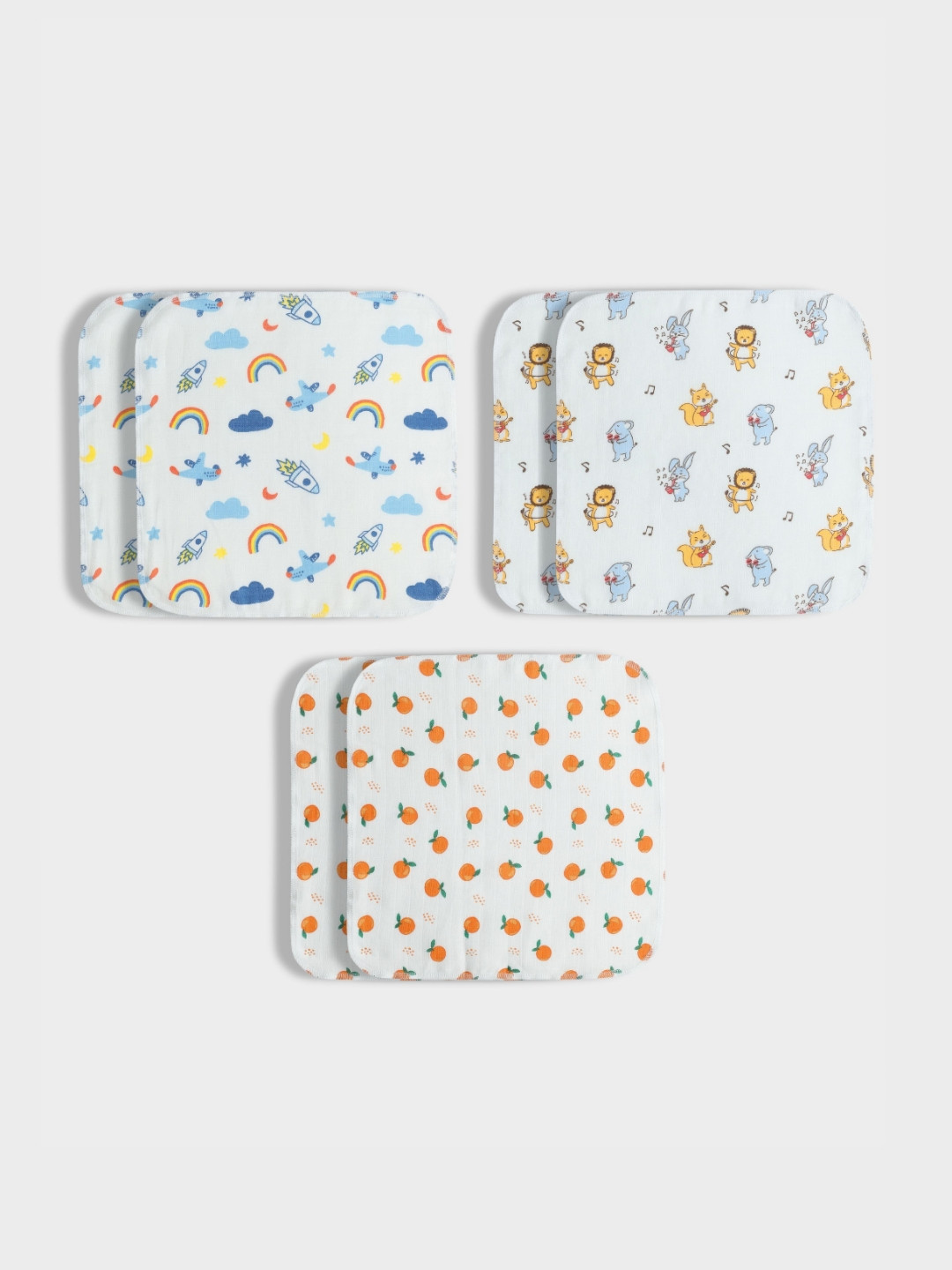 Orange Sugar Pack Of 6 Printed Cotton Muslin Napkins