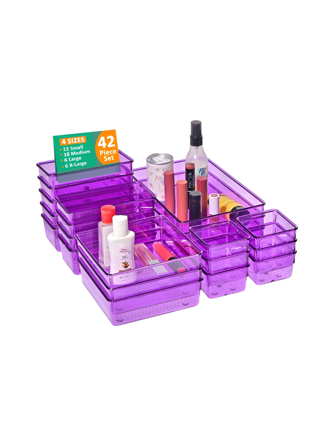 Aura Black Set of 42 Regular Makeup Organiser Organisers