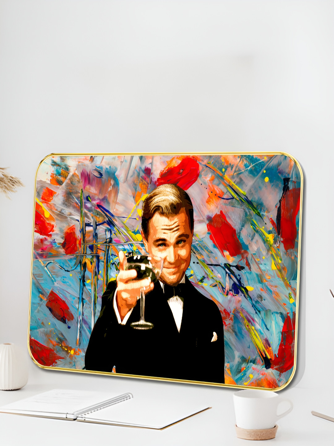 SAF Blue & Black Leonardo DiCaprio Printed Wall Art