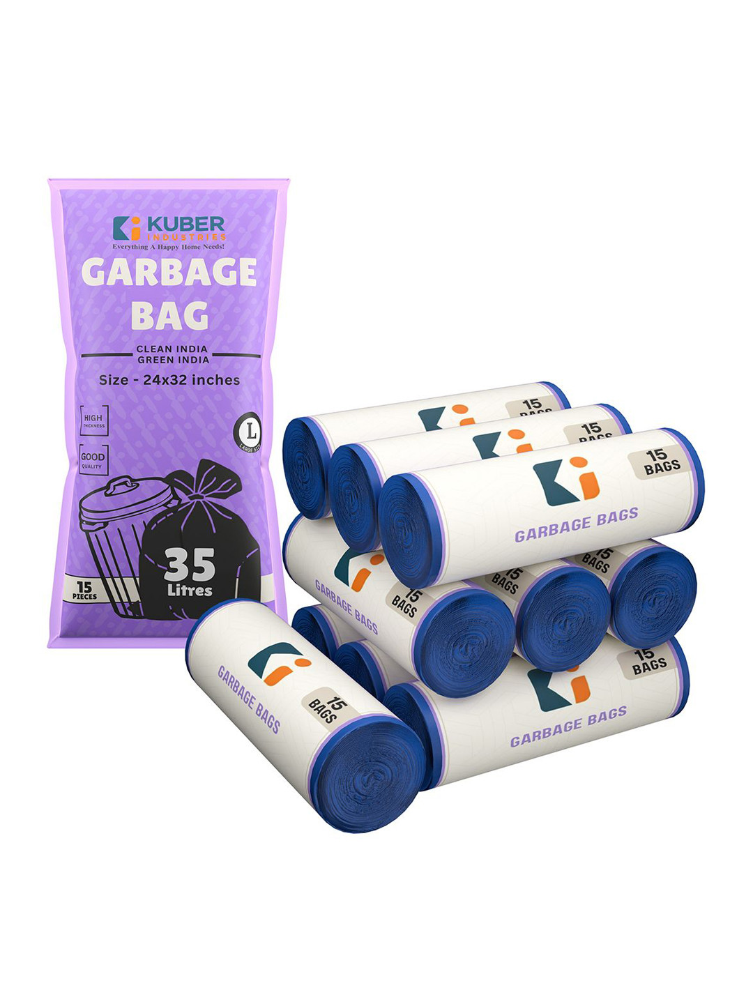 Kuber Industries 10-Pcs Blue Premium Dustbin Garbage Bags -150 Bags