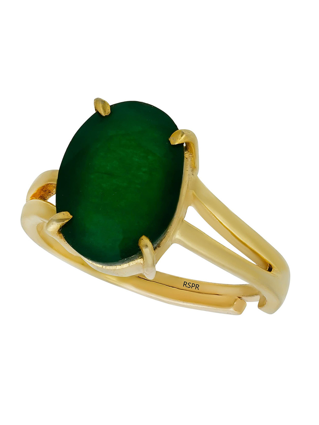 RSPR 5.25 Ratti 4.60 Carat Natural Panna Emerald Stone-Studded Adjustable Finger Ring