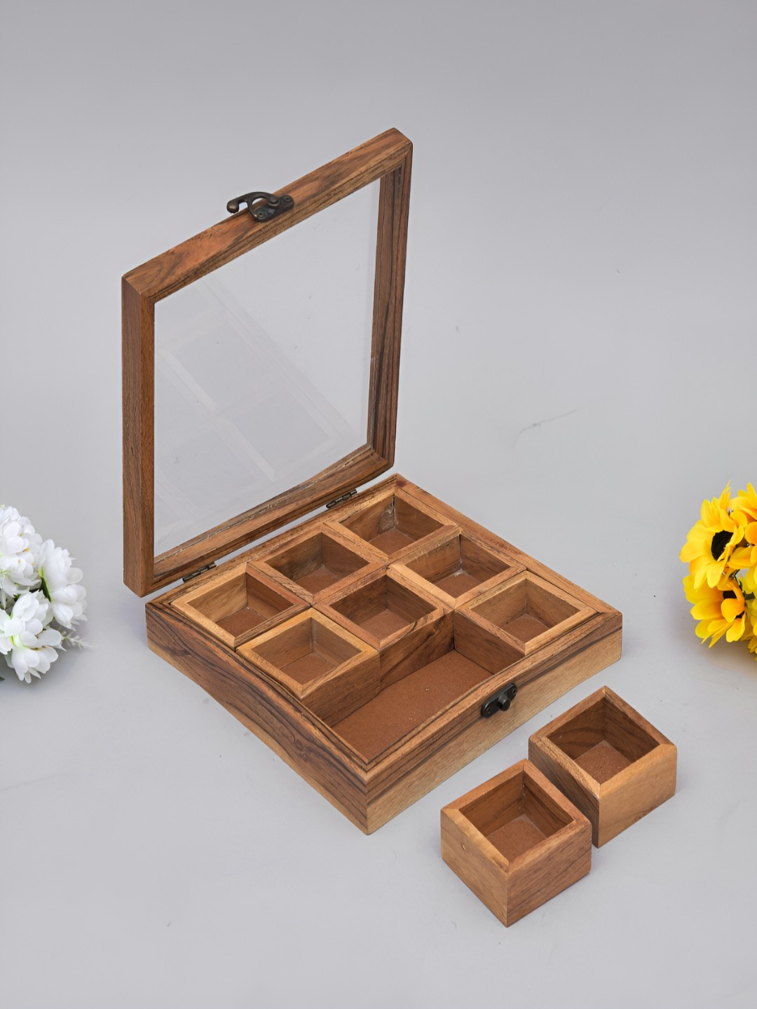 Myntra Elegant Homes Brown Wooden Spice Box